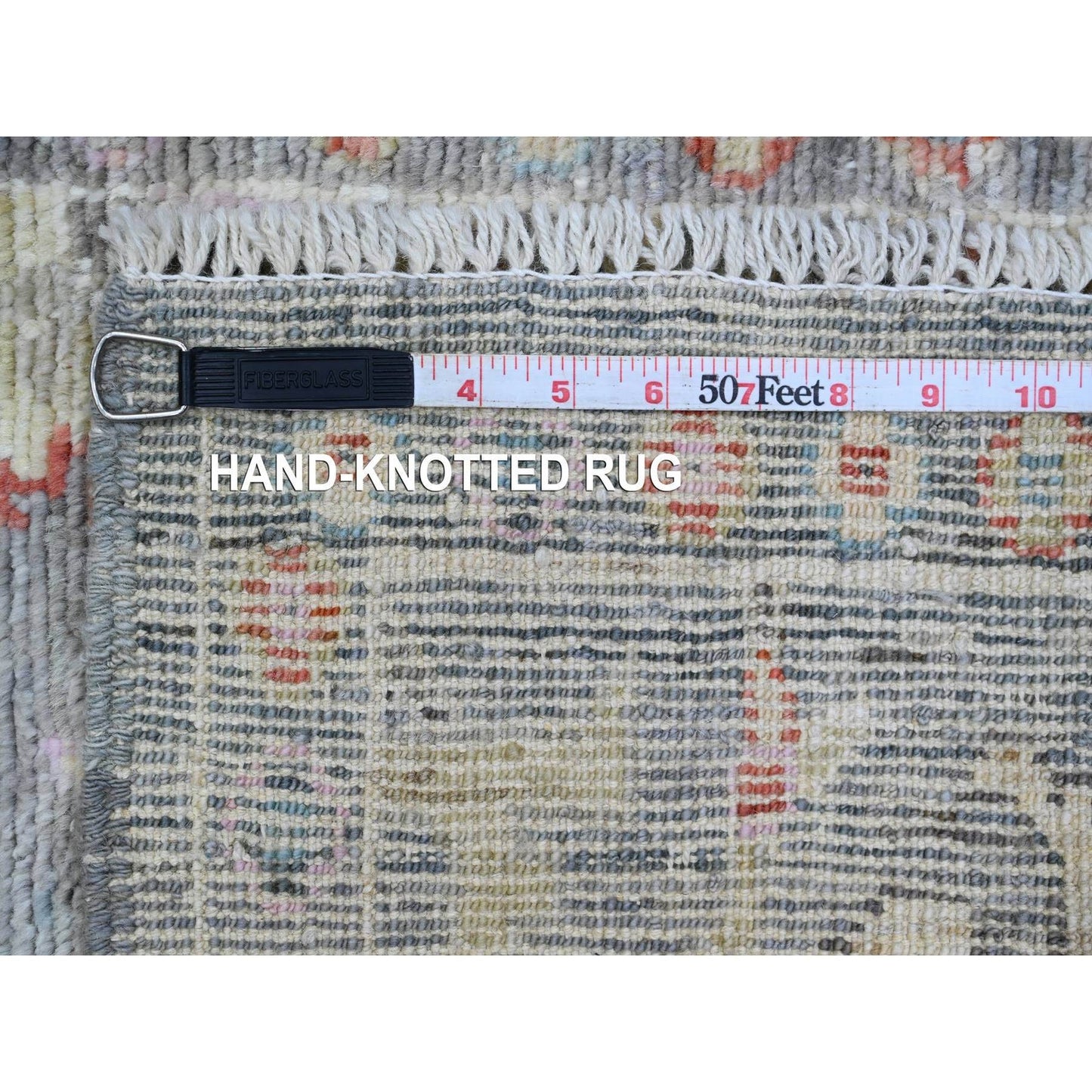 2'1"X3'5" Gray Hand Knotted Angora Oushak Leaf Design Pure Wool Mat Rug