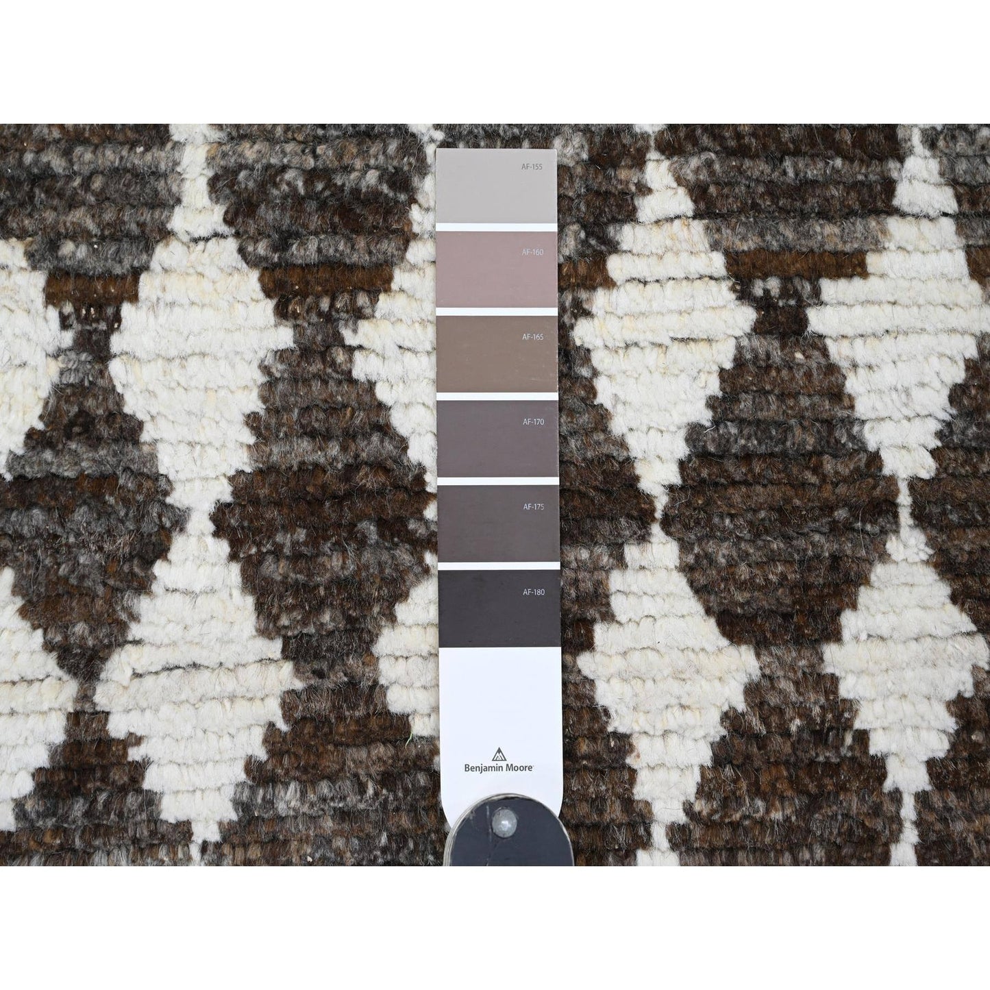 4'1"X5'6" Brown Moroccan Weave Geometric Pattern Wool Hand Knotted Rug