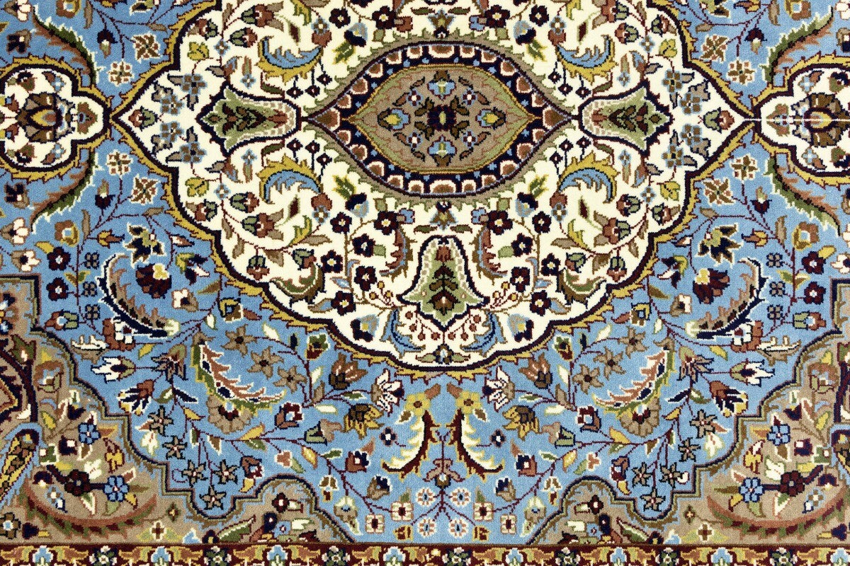 Hand-Knotted Kirman Oriental Rug 6X8 Ft Blue