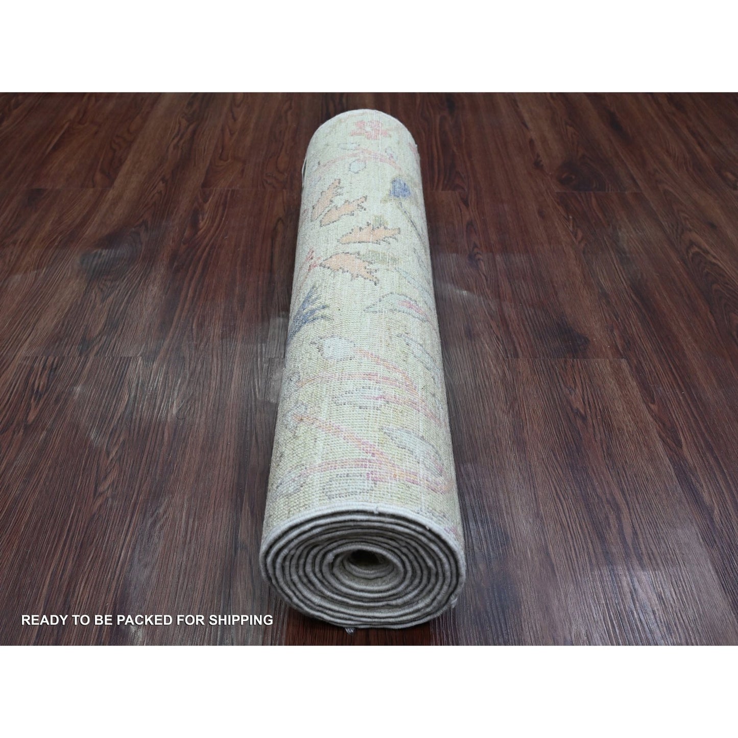 2'6"X11'4" Green Peshawar Birds Design Hand Knotted Soft Wool Runner Rug