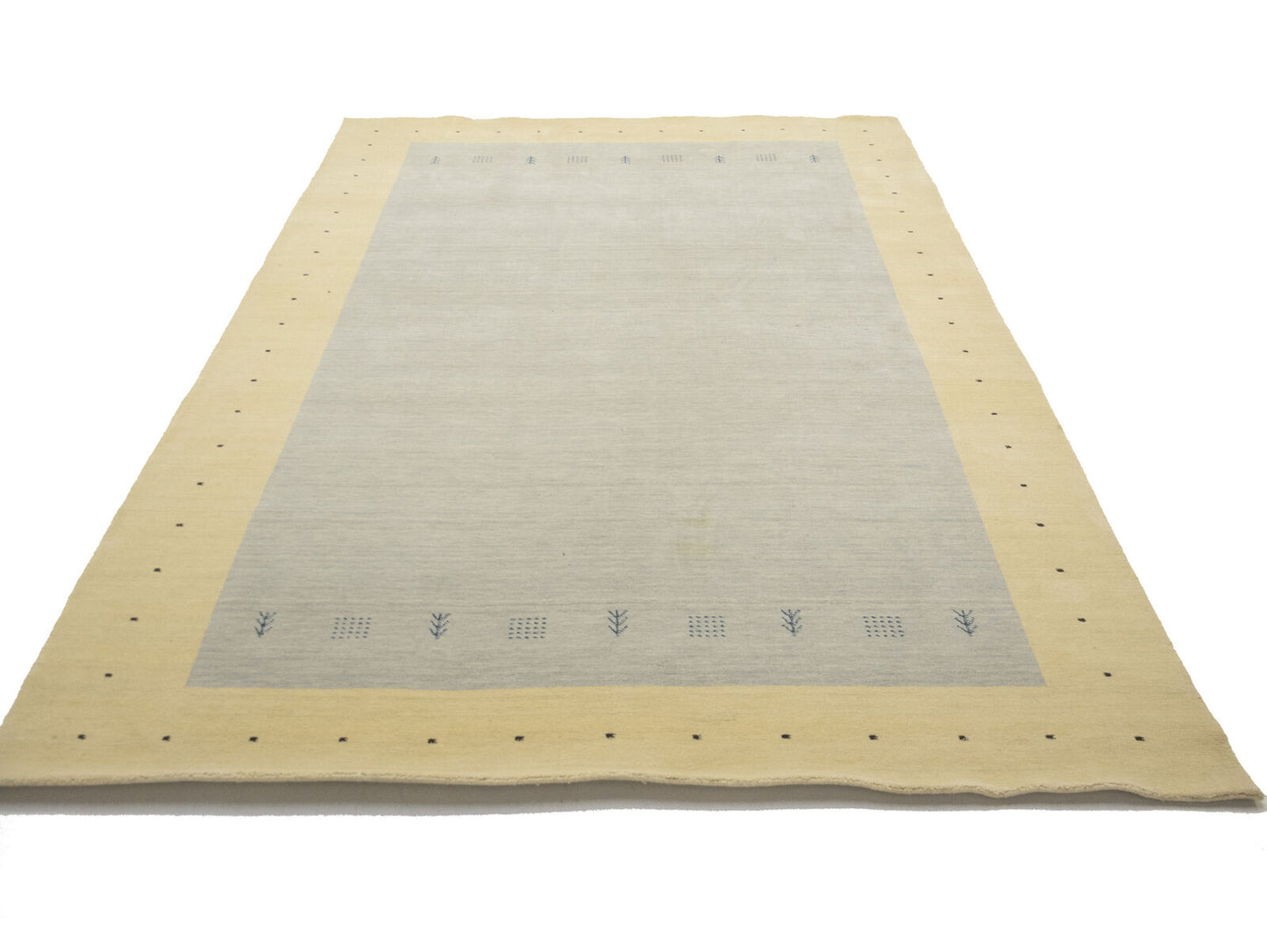 Hand-Loomed Gabbeh Border Rug Plush Tribal Carpet