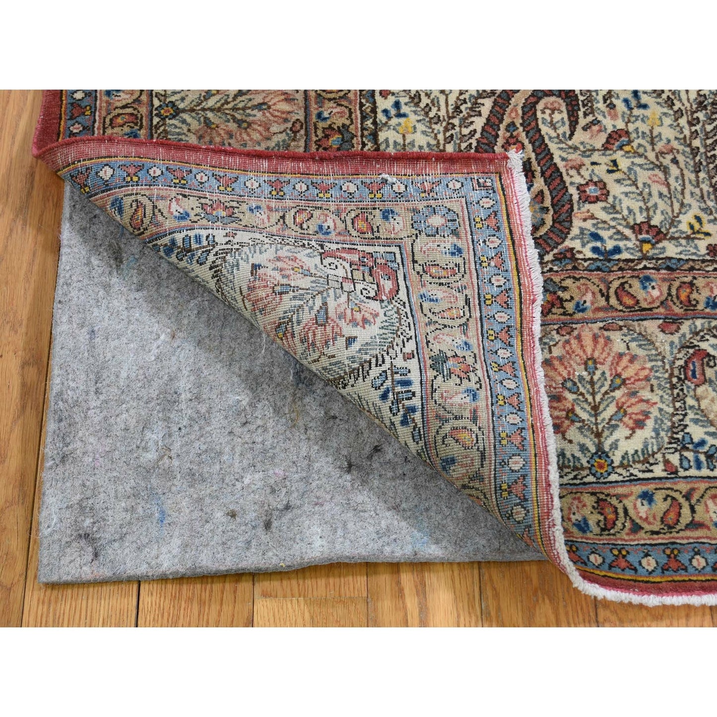6'3"X8'9" Ivory Antique Good Condition Paisley Design Oriental Rug