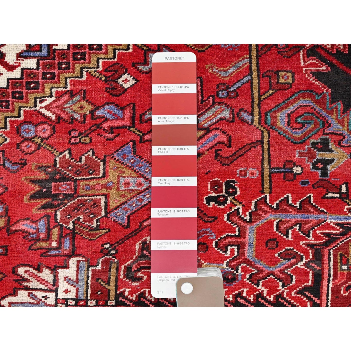 9'9"X12'6" Red Pure Wool Hand Knotted Vintage Zoroastrian Heris Rug