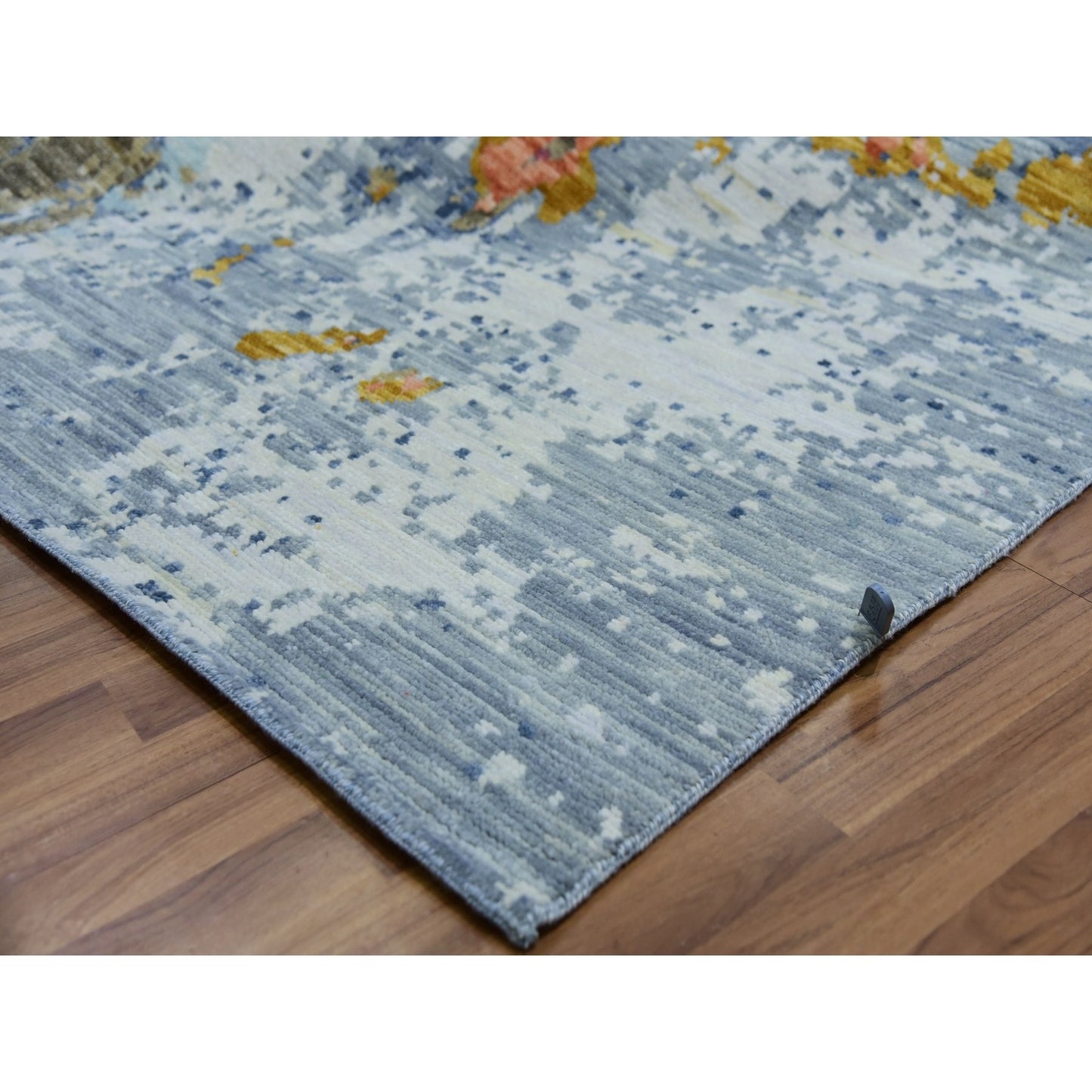 9'10"X13'8" Gray Colorful Modern Abstract 100% Wool Hand Knotted Rug