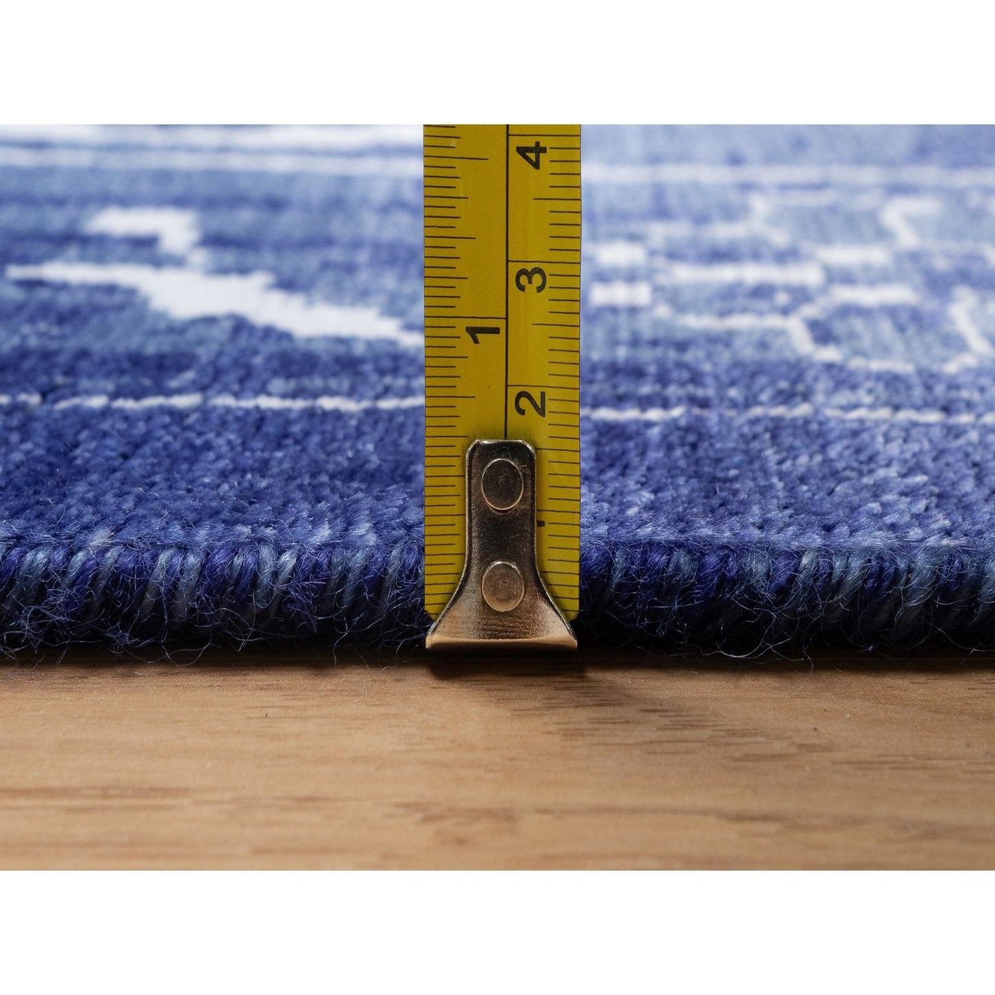 9'X12'3" Yale Blue Tebraz With Leaf Motifs Hand Knotted Wool And Silk Rug