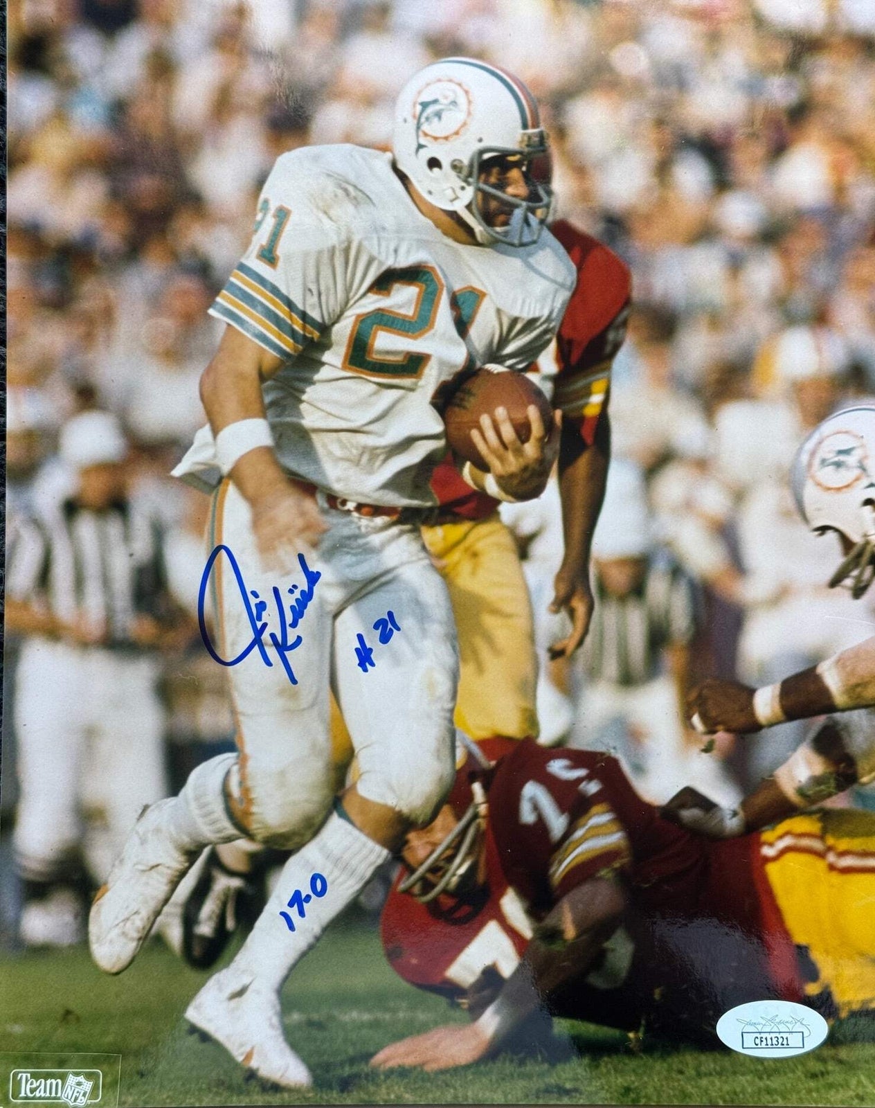 Jim Kiick Autographed 8X10 Football Photo (Jsa)