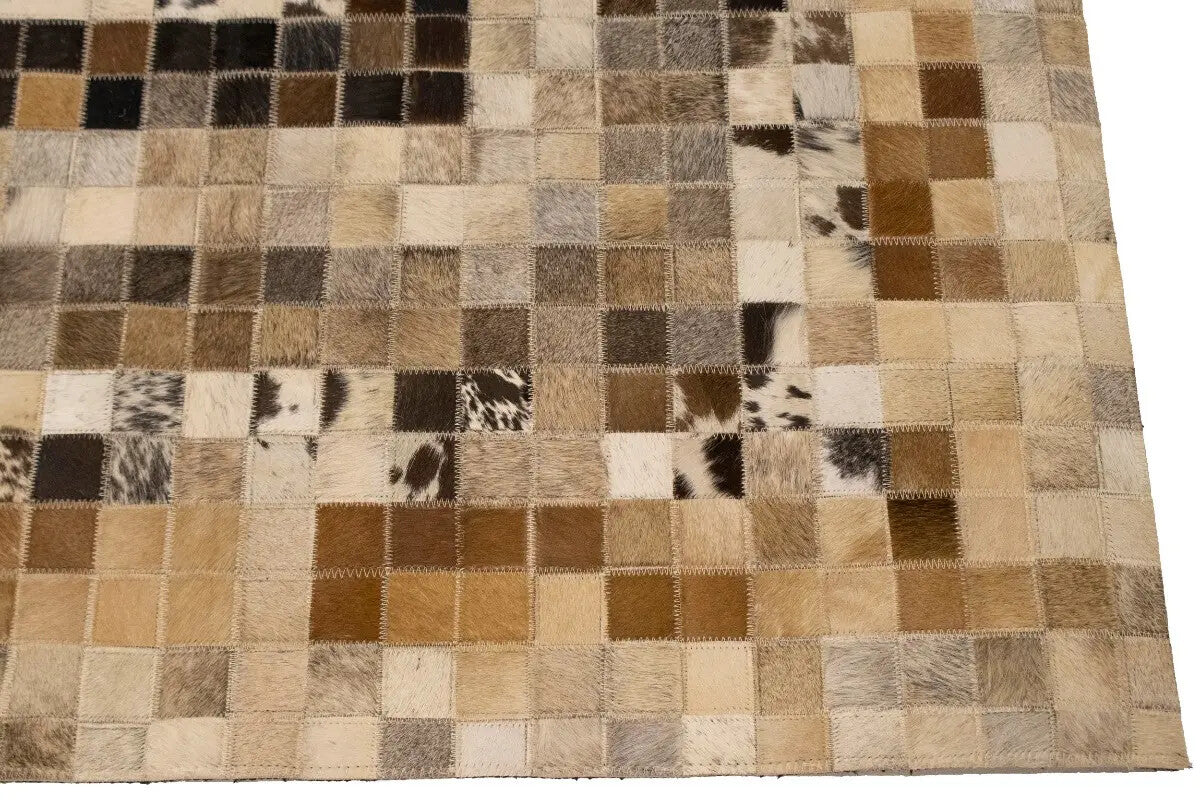 Hand-Crafted Modern Cowhide Leather Rug