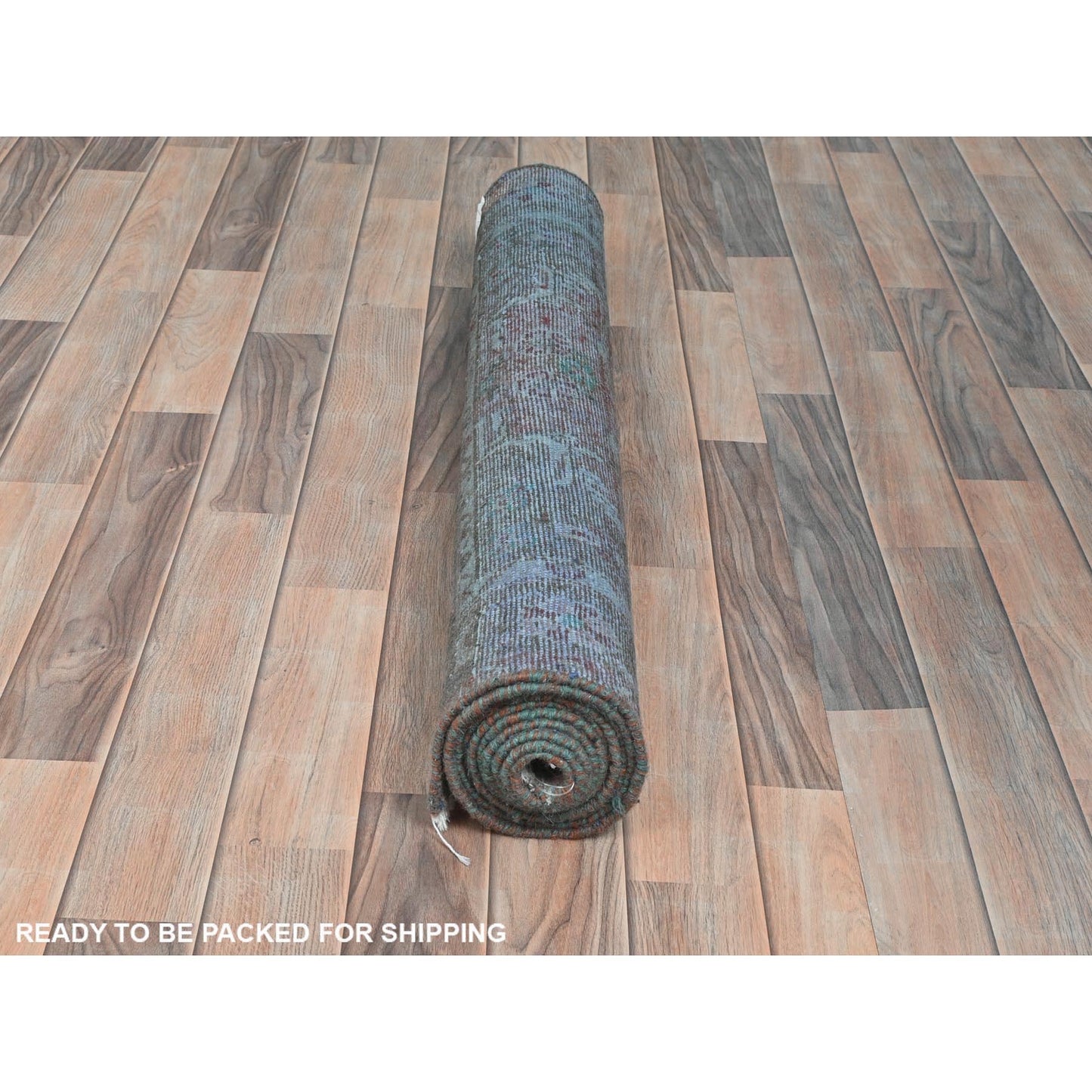 3'8"X9'3" Brown Vintage Farsian Bibikabad Hand Knotted Wool Runner Rug
