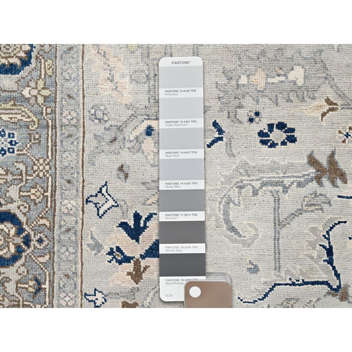 6'2"X8'10" Grey Seeripe Heris Design Soft Wool Hand Knotted Oriental Rug