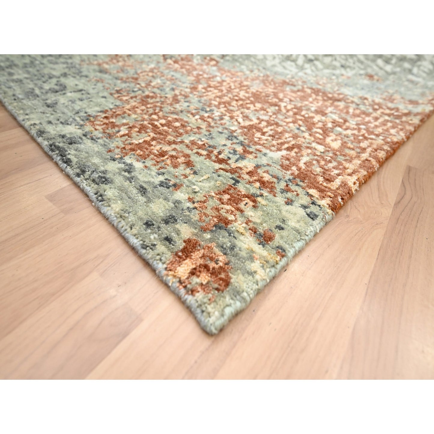 8'X10'6" Rust Red Zoroastrian Knot Abstract Design Wool Hand Knotted Rug
