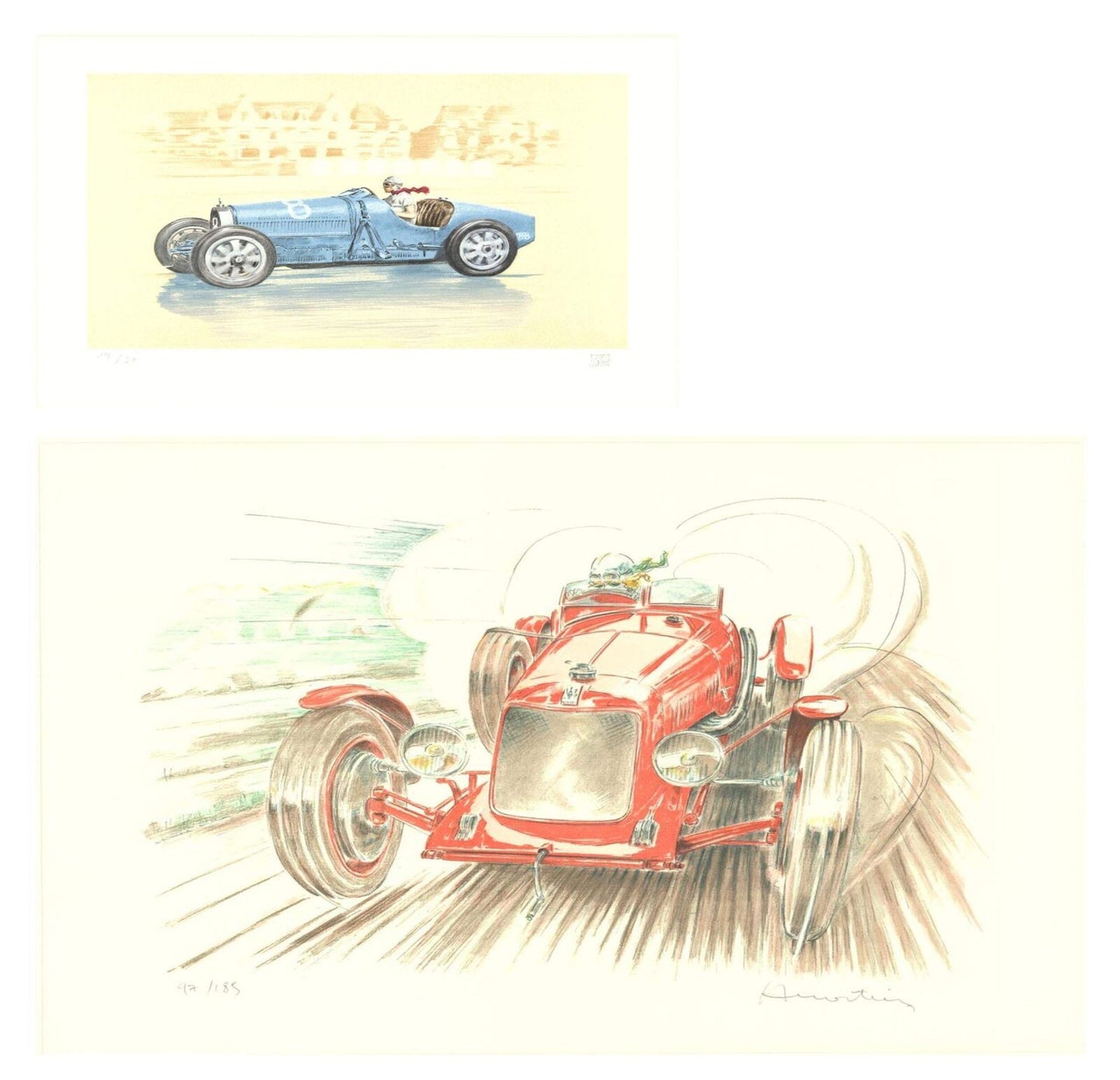 Bundle- 2 Assorted Bugatti & Maserati Signed Lithographs