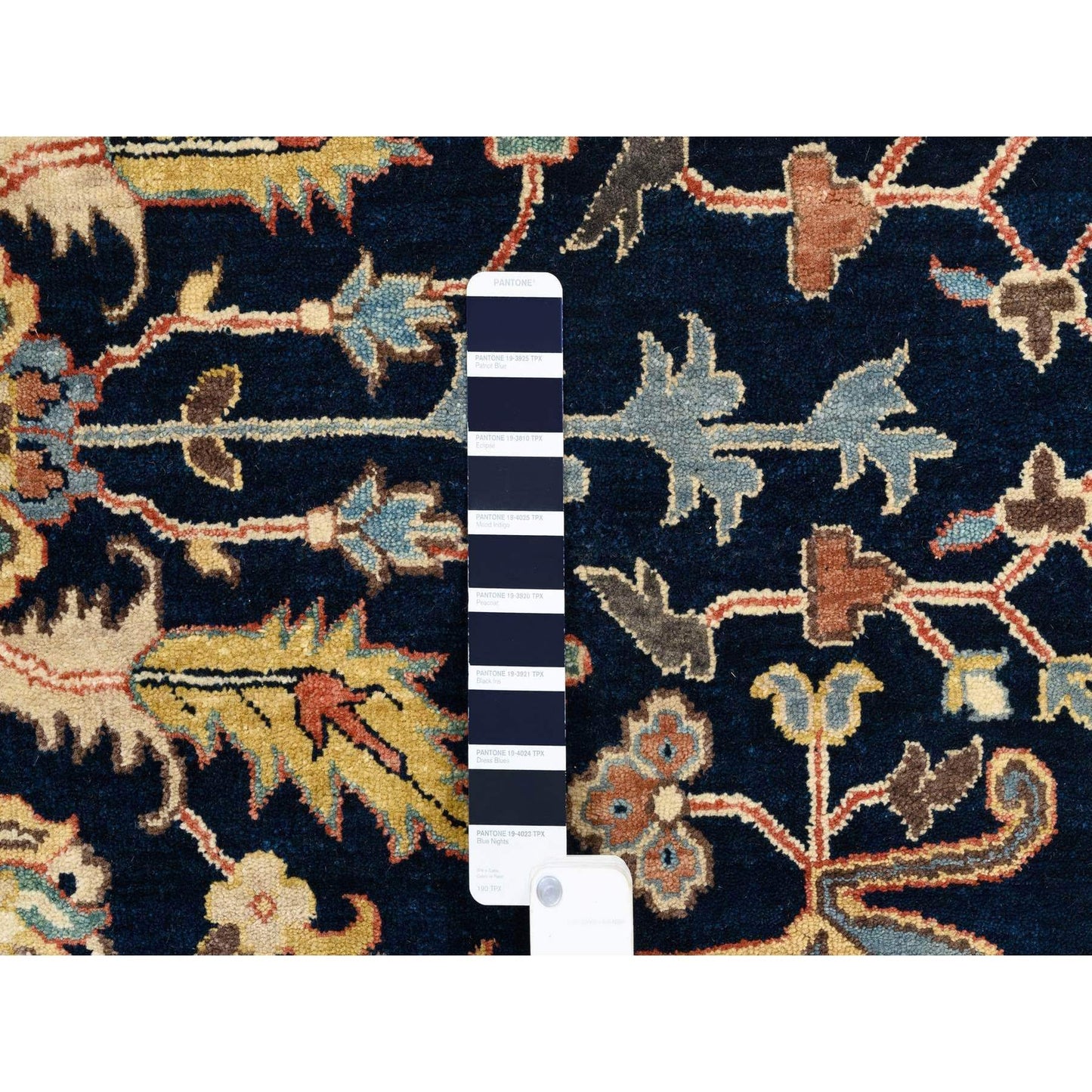8'1"X10'1" Blue Antiqued Heris Re-Creation Soft Wool Hand Knotted Rug
