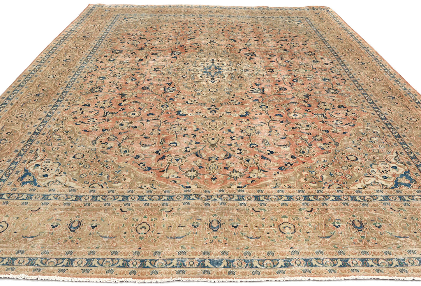 Antique Distressed Oriental Rug Floral Vintage