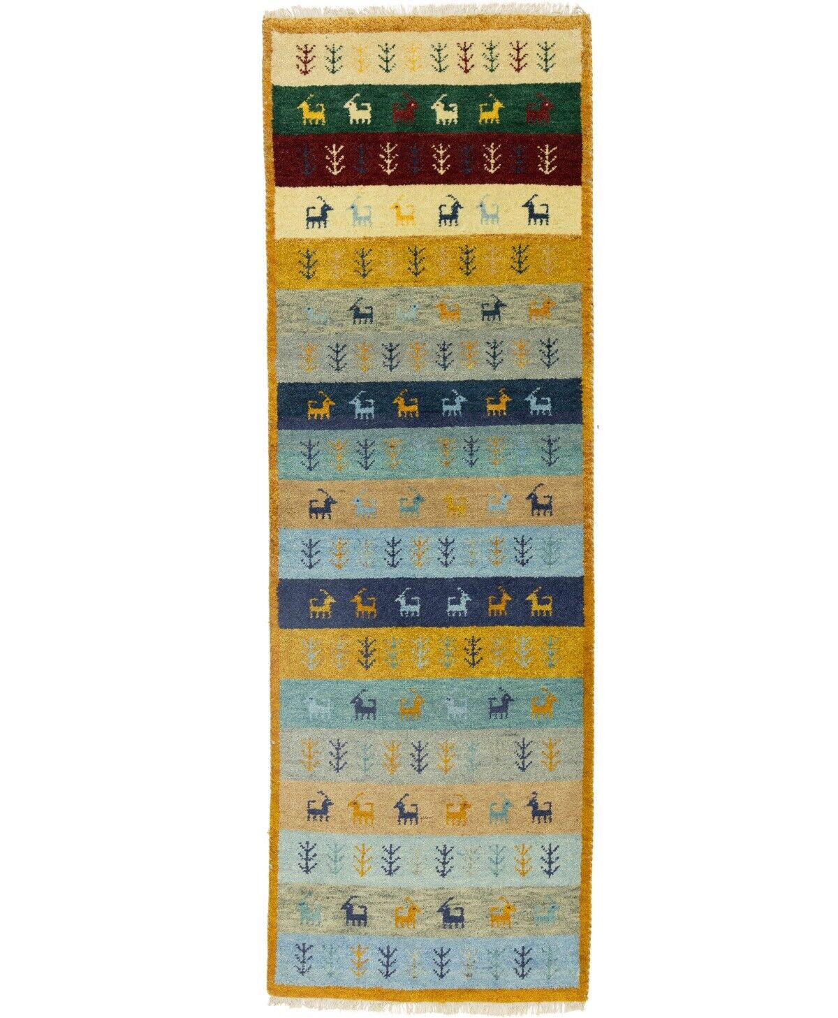 Contemporary Multicolored Stripes Indo-Gabbeh