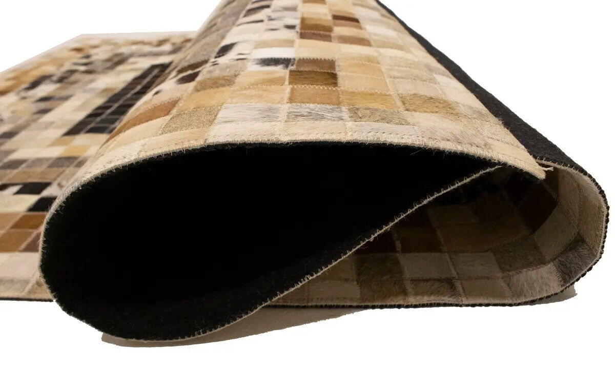 Hand-Crafted Modern Cowhide Leather Rug