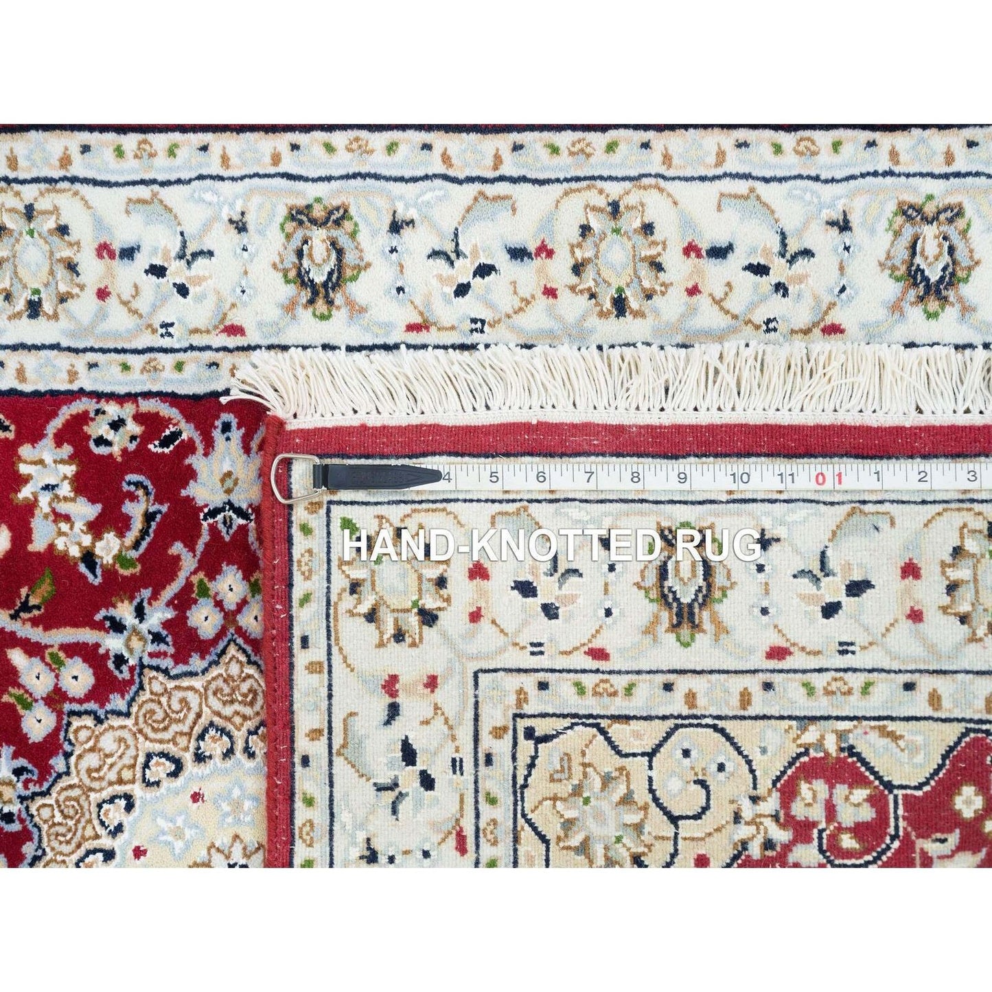 2'7"X8' Burgundy Red Nain Design 250 Kpsi Wool Runner Oriental Rug