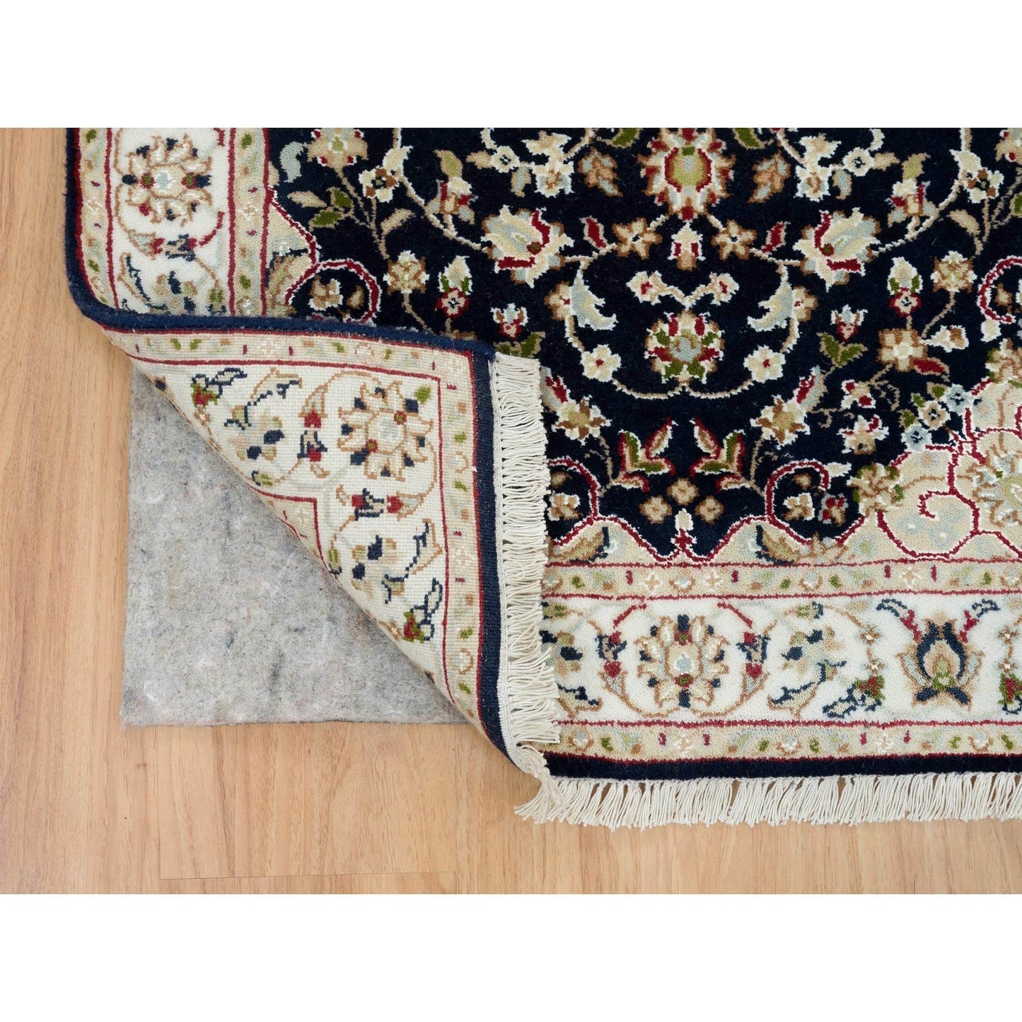 2'8"X19'2" Blue Nain 250 Kpsi Hand Knotted Wool Xl Runner Oriental Rug