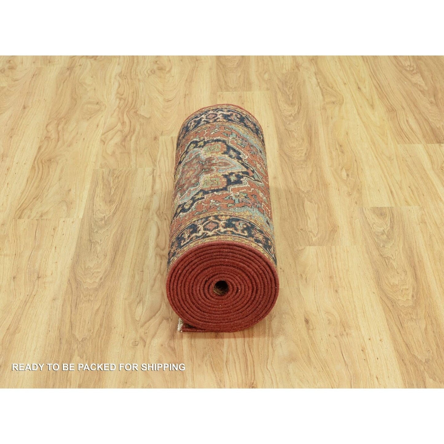 2'5"X19'9" Brick Red Wool Hand Knotted Heris Re-Creation Xl Runner Rug