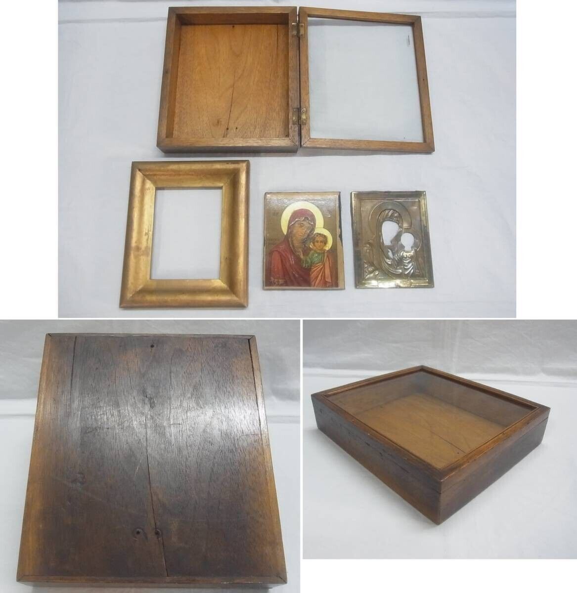 Antique 1896 Russian Icon Jesus Christ Virgin