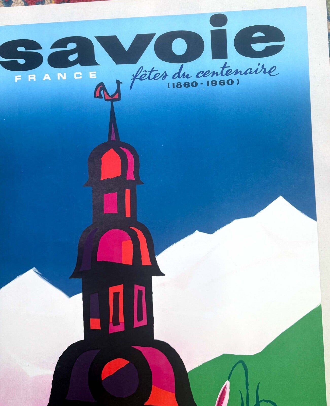 Savoie France Travel Poster 1960 Jacques Auriac Original Printing Ski Mont Blanc