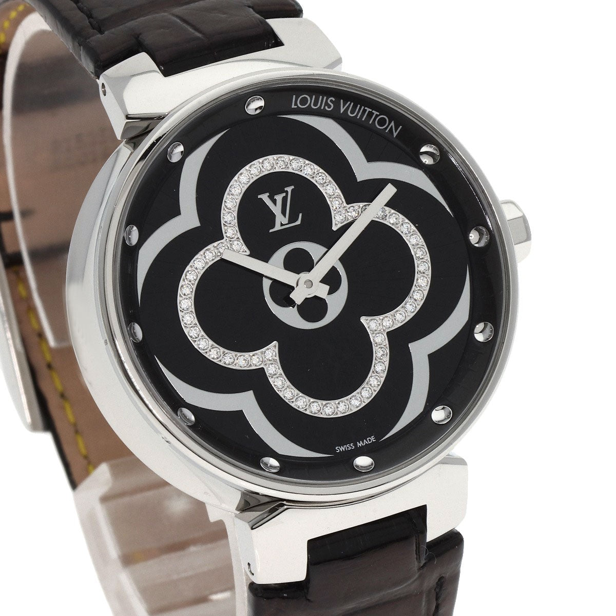 Louis Vuitton Tambour Moon Divine Diamond Watches Qa020 Stainless Steel/Leat...