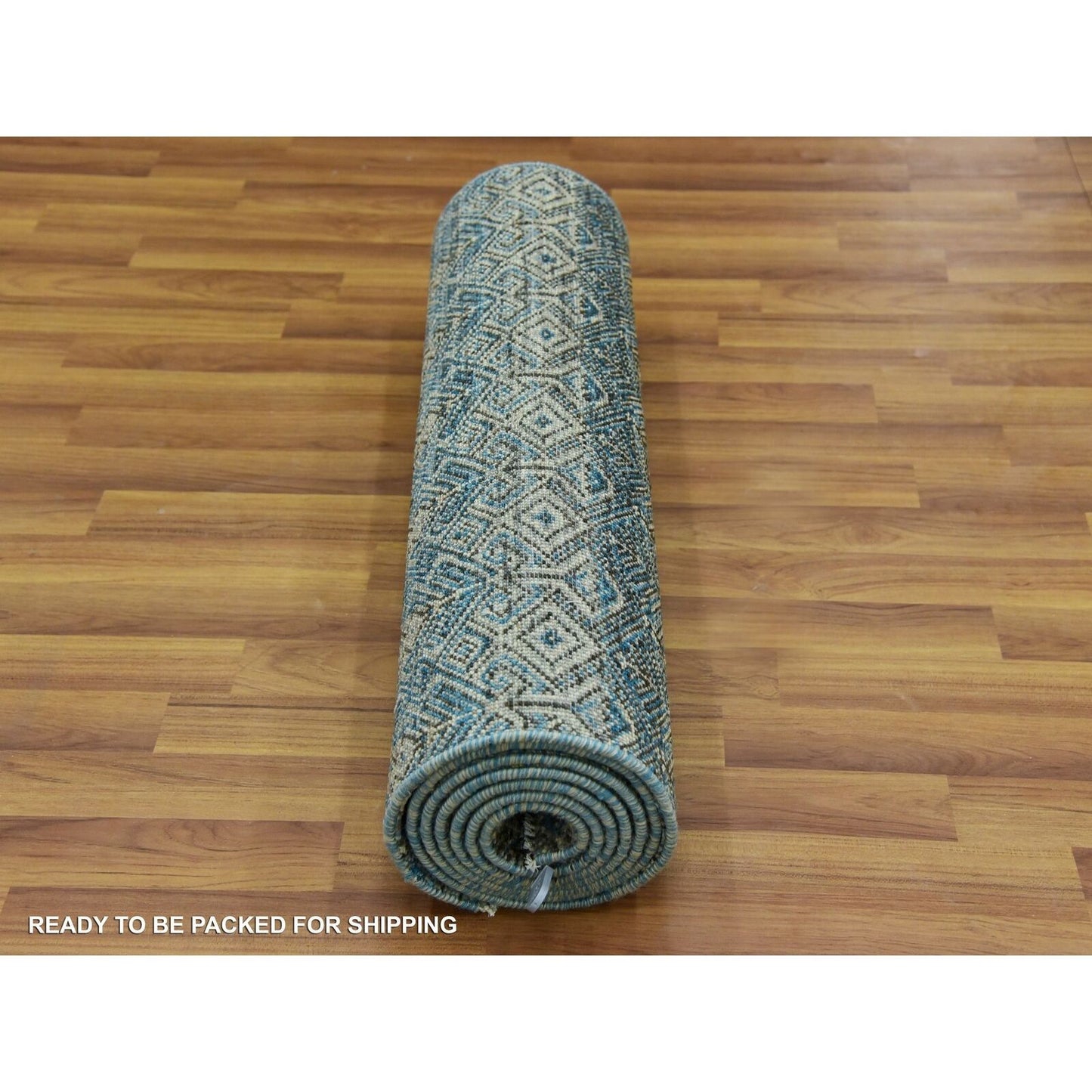 2'6"X10' Blue 100% Wool Hand Knotted Kohinoor Herrita Design Runner Rug