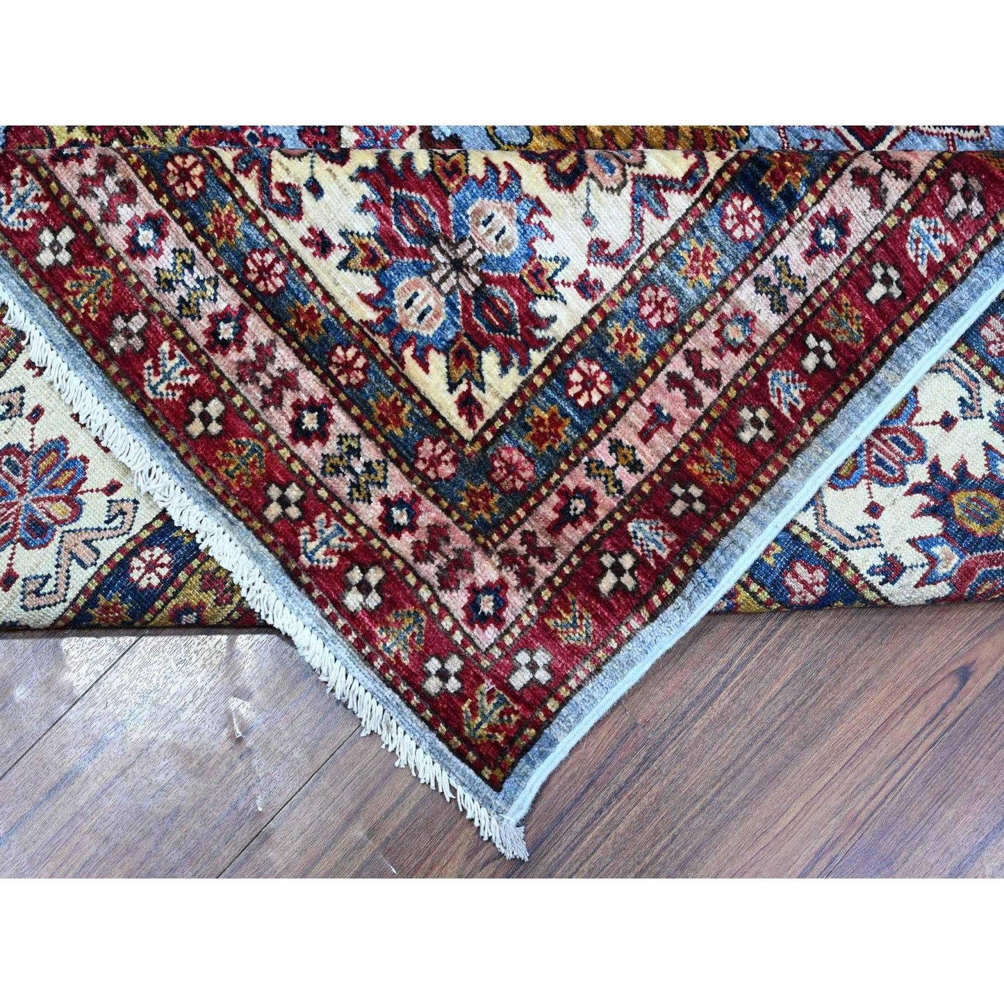 9'X12'6" Gray Afghan Super Kazak Hand Knotted 100% Wool Oriental Rug