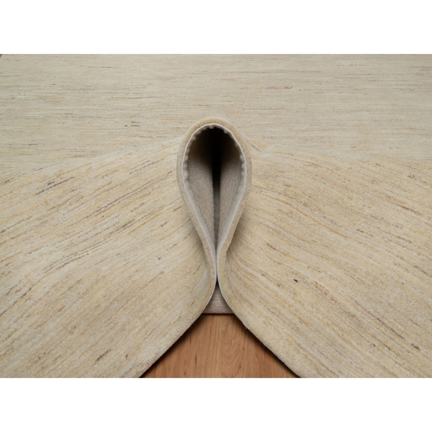 6'X11'10" Swan White All Wool Modern Plain Design Hand Knotted Runner Rug