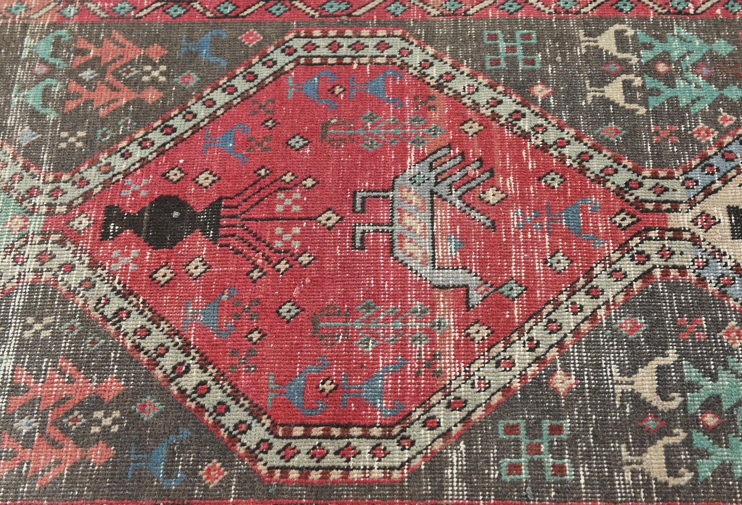 Vintage Oriental Runner Rug Tribal Farmho Hallway