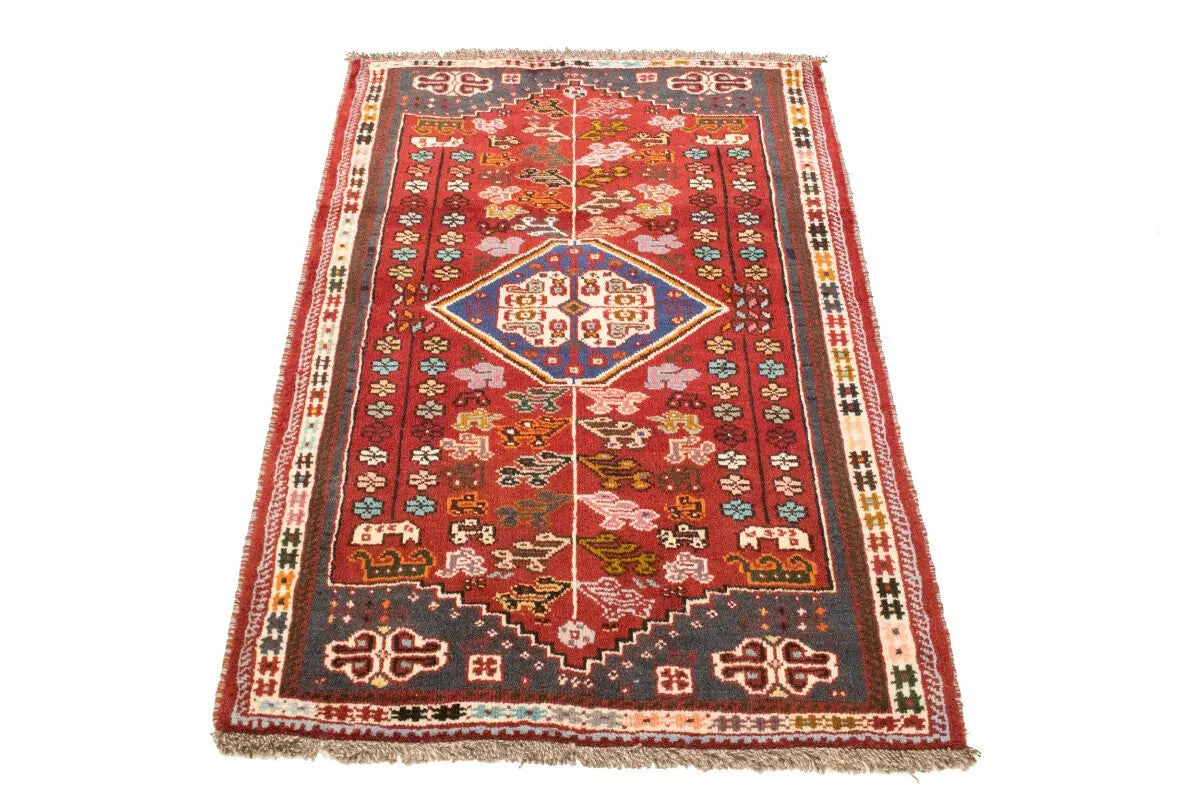 3'5X5 Ft Hand-Knotted Red Tribal Geometric
