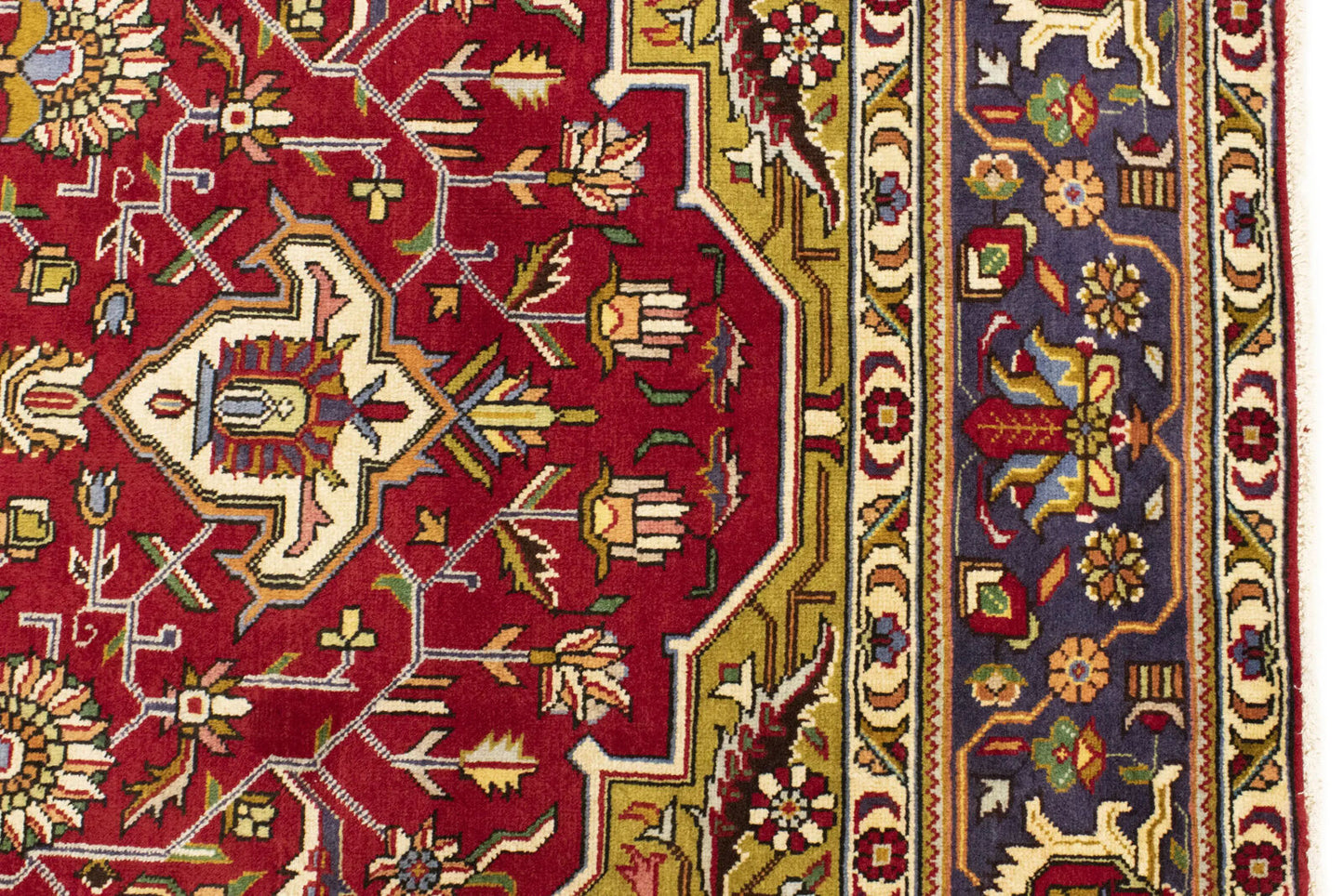 Hand-Knotted Vintage Oriental Rug Red Traditional