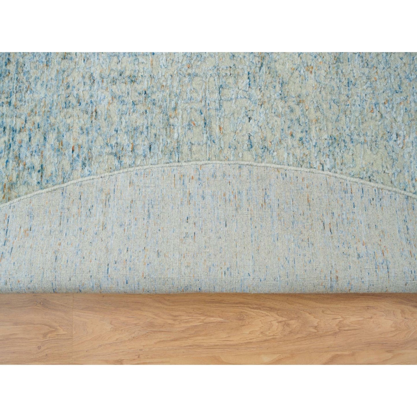 9'10"X9'10" Gray Wool And Silk Modern Jacquard Hand Loomed Round Rug
