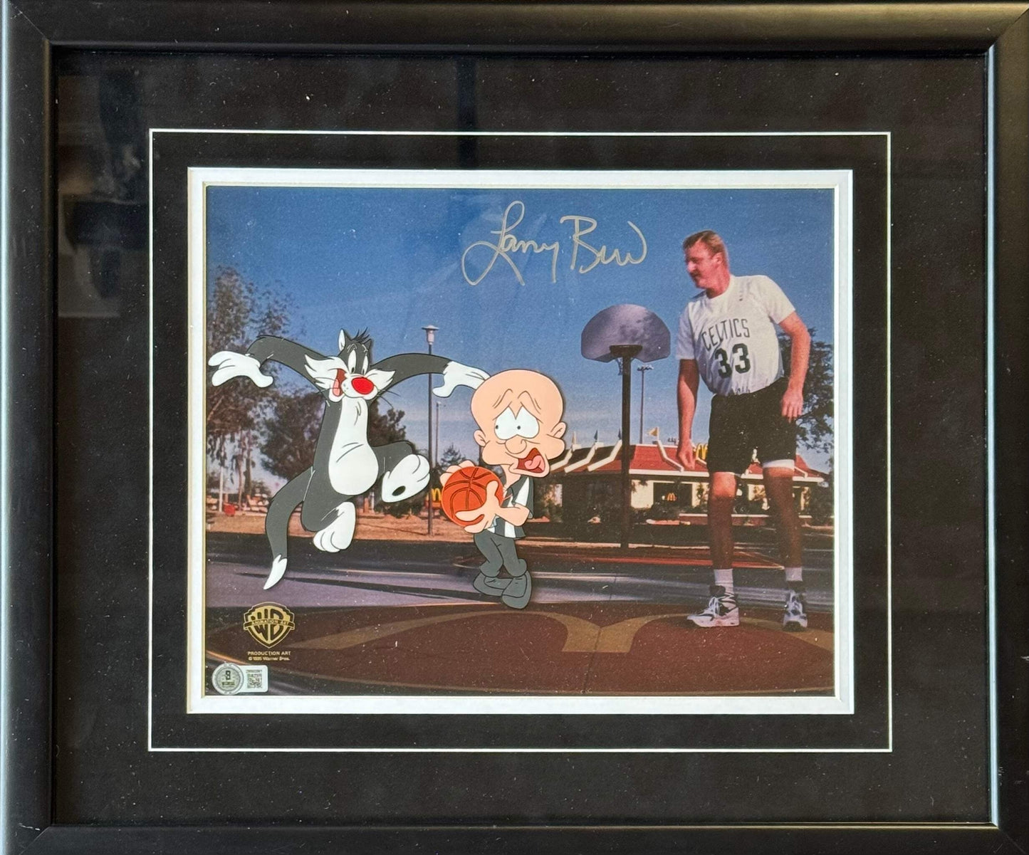 Larry Bird Signed Mcdonalds 1995 Warner Bros. Cel