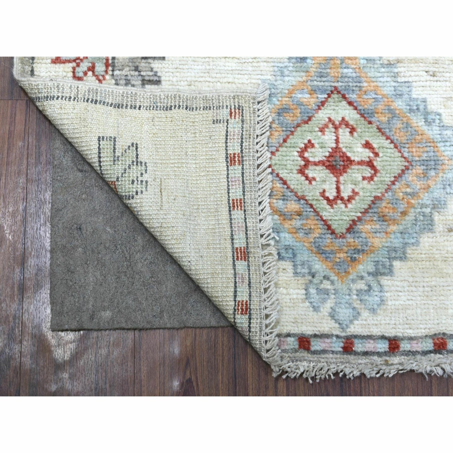 3'X12' Hand Knotted Gray Anatolian Village Inspired Wool Wide Runner Rug