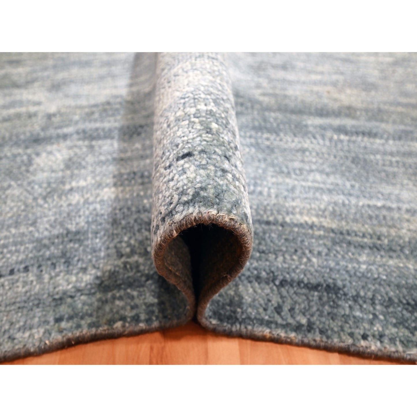 9'1"X12'2" Shades Of Gray Modern Plain Design 100% Wool Hand Knotted Rug