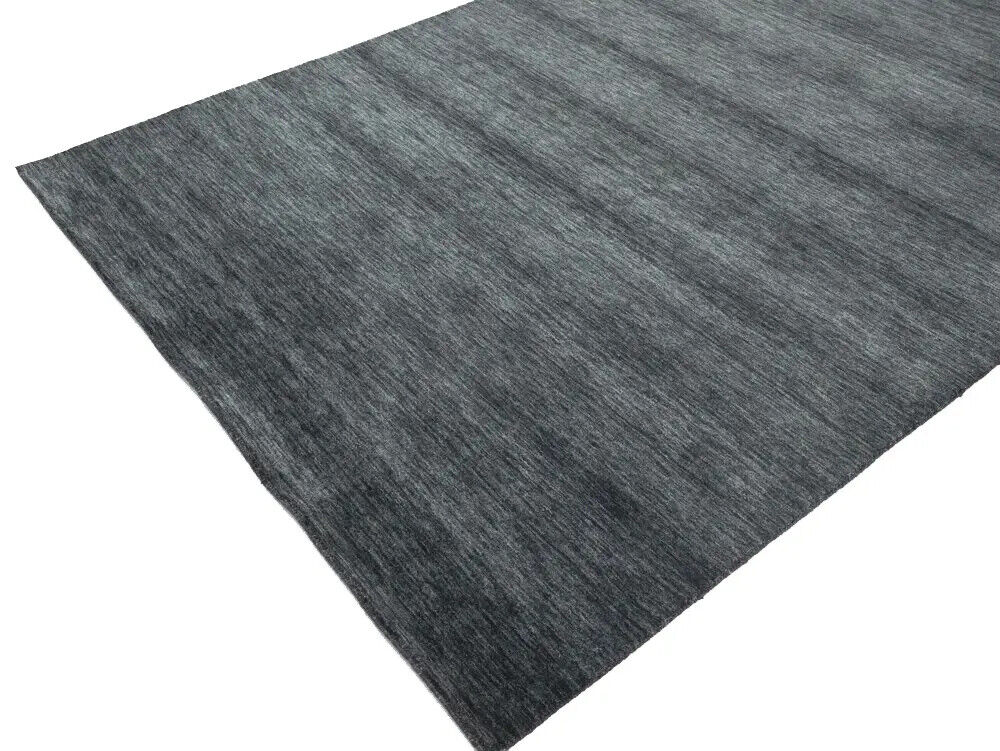 Solid Charcoal Hand-Loomed 6X9 Gabbeh Wool Rug