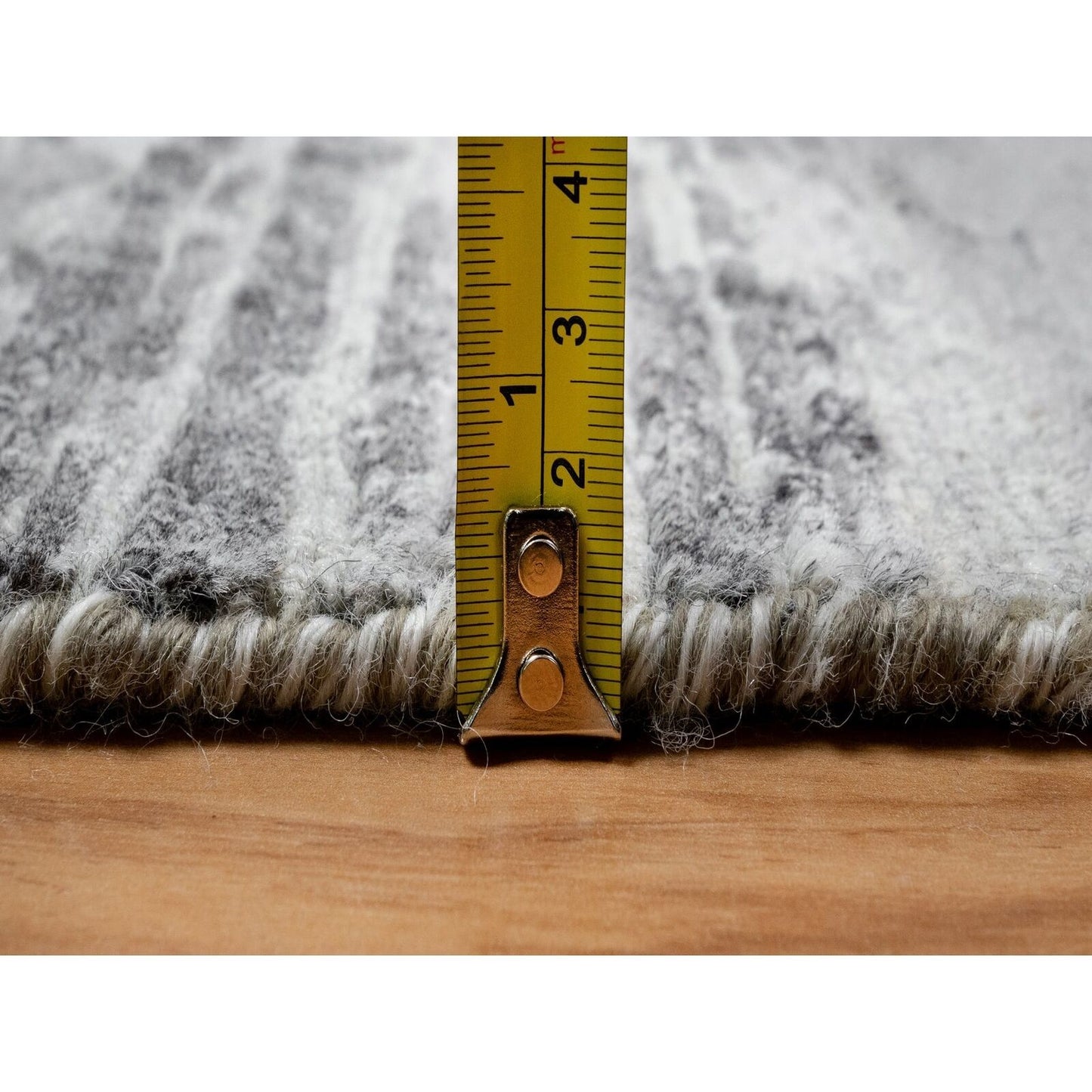2'6"X11'8" Gray Undyed Natural Wool Hand Knotted Modern Design Runner Rug
