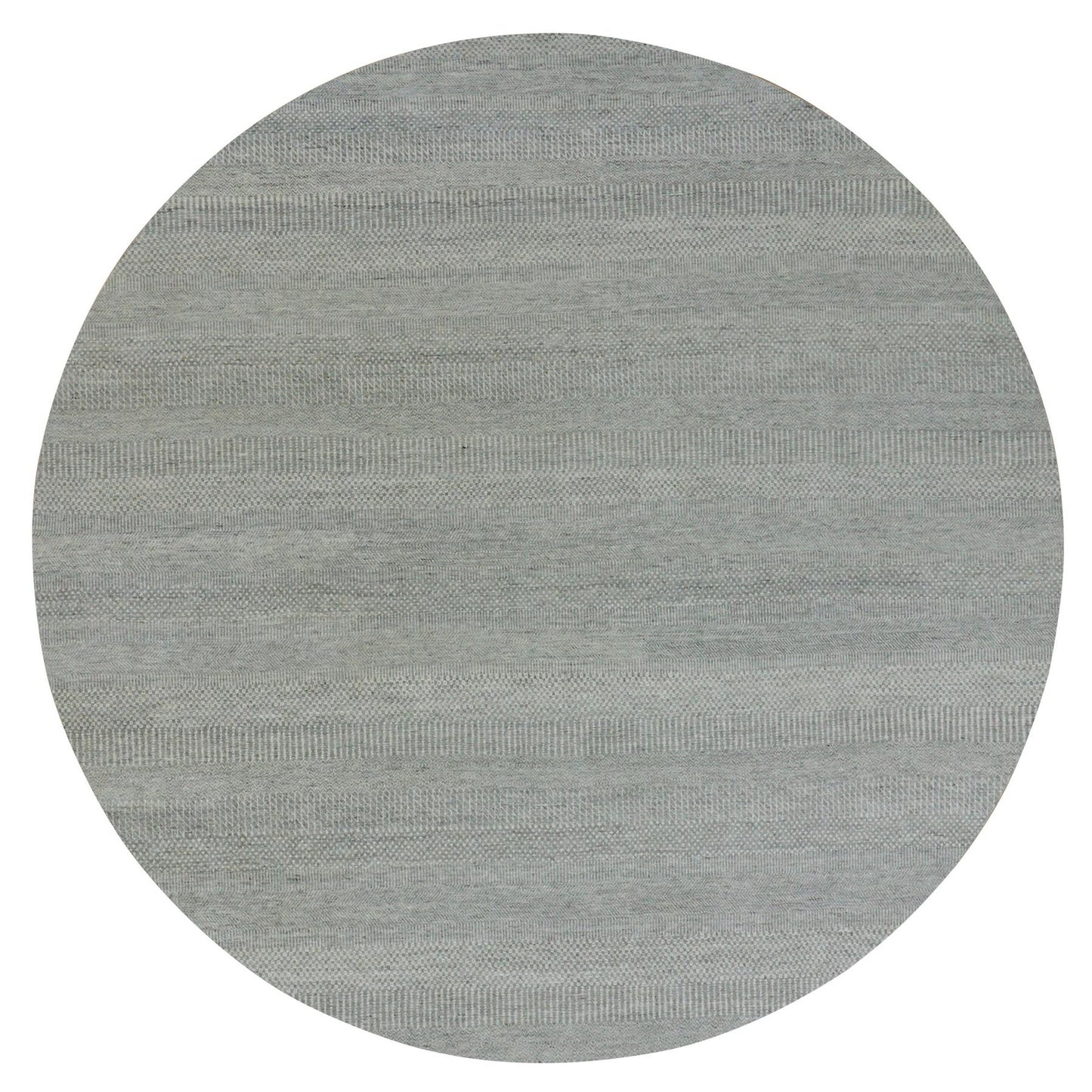 13'X13' Repose Gray Shiny Undyed Wool Hand Knotted Modern Grass Round Rug