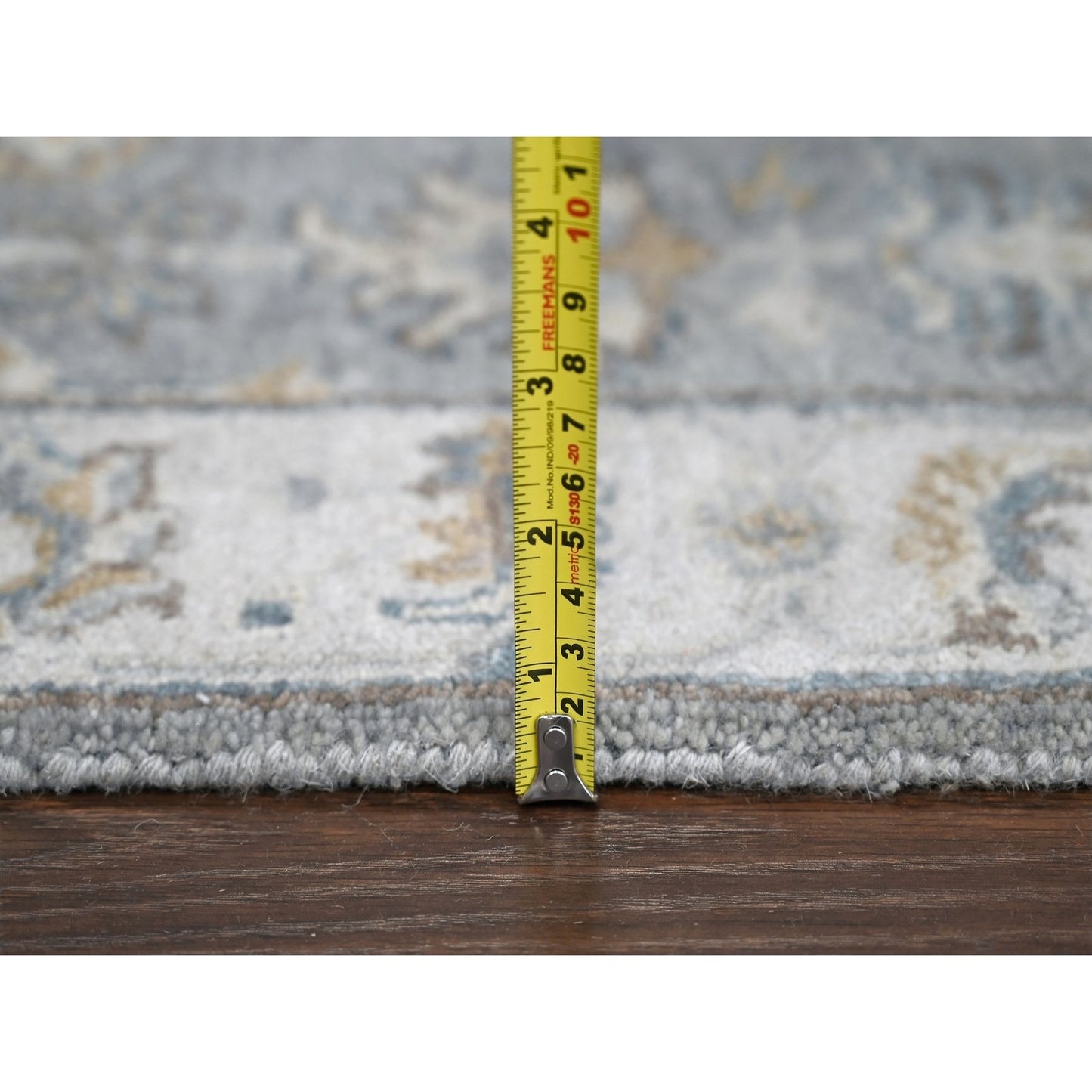 2'7"X10' Gray Karjihooz Design Natural Wool Hand Knotted Runner Rug