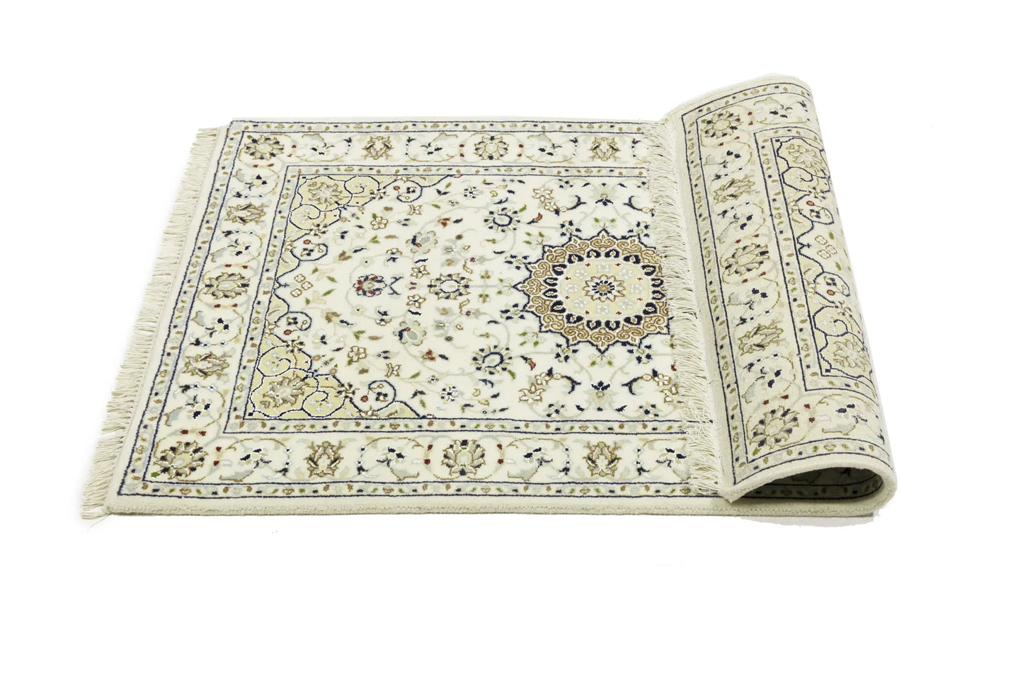 Indo-Nain Hand-Knotted Wool Oriental Rug Classic
