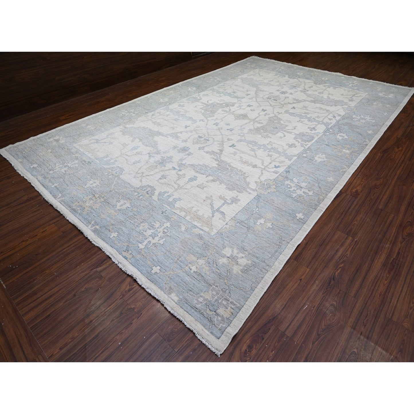 10'X15'10" Ivory Afghan Angora Oushak Wool Hand Knotted Oversized Rug