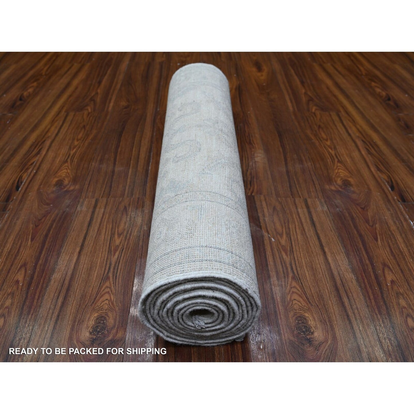 2'7"X11'2" White White Wash Peshawar Hand Knotted Pure Wool Runner Rug