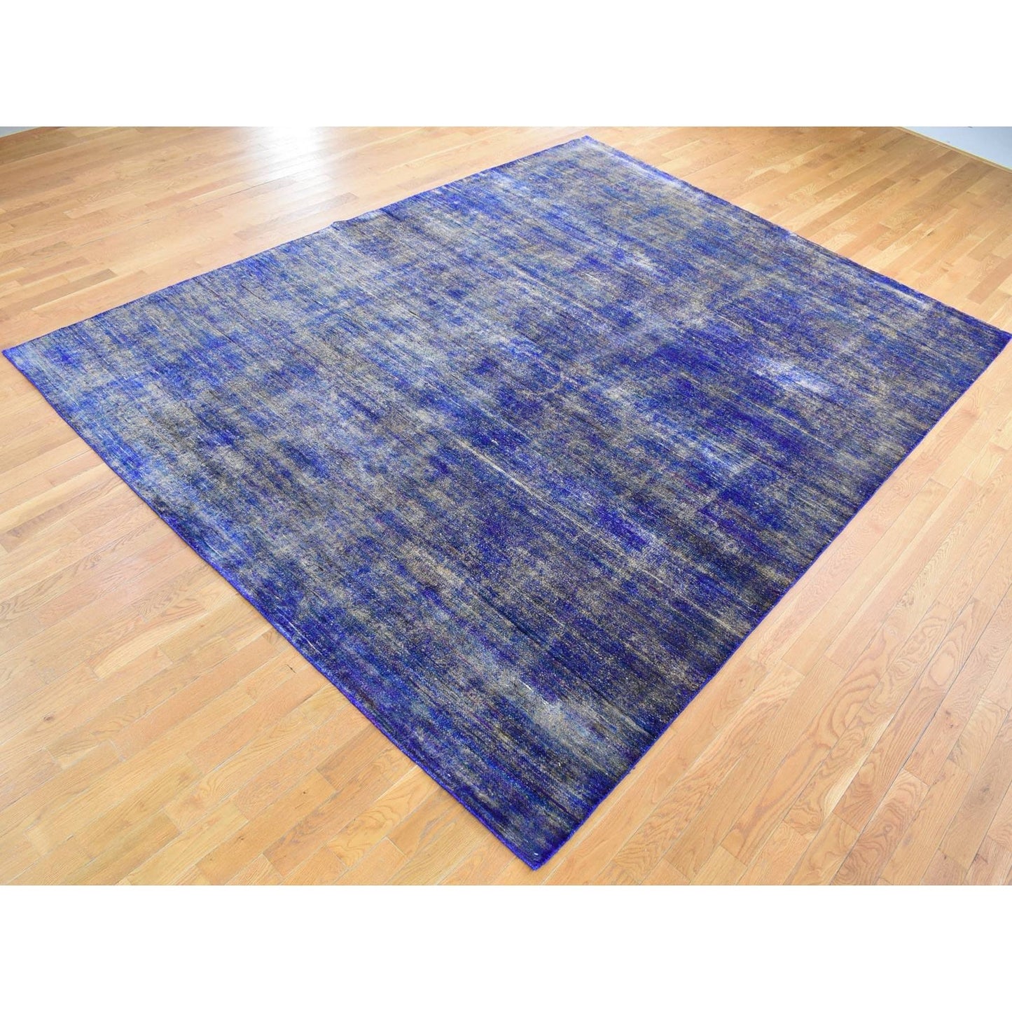 8'9"X12' Purple With Gold Modern Design Sari Silk Hand Knotted Rug