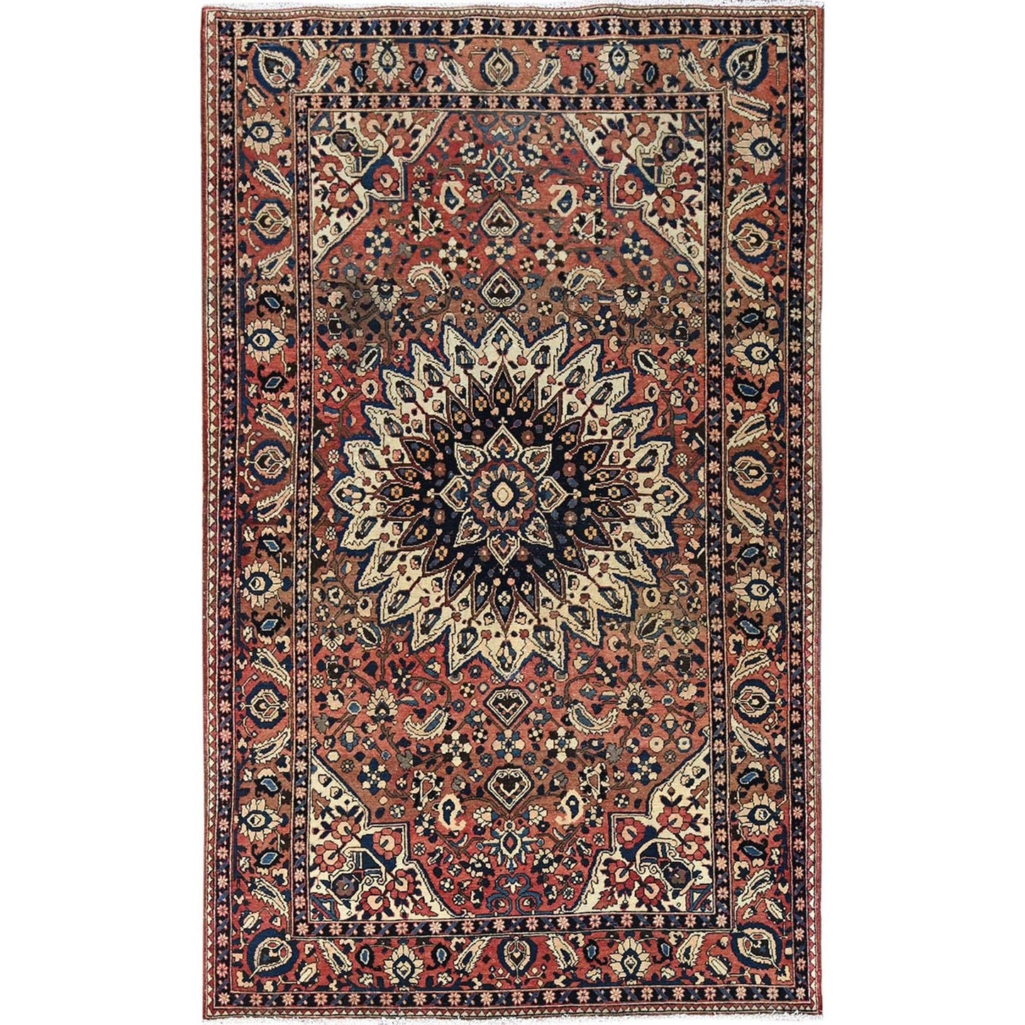 5'3"X8'6" Red Densely Woven Vintage Zoroastrian Baktiarjoon Oriental Rug