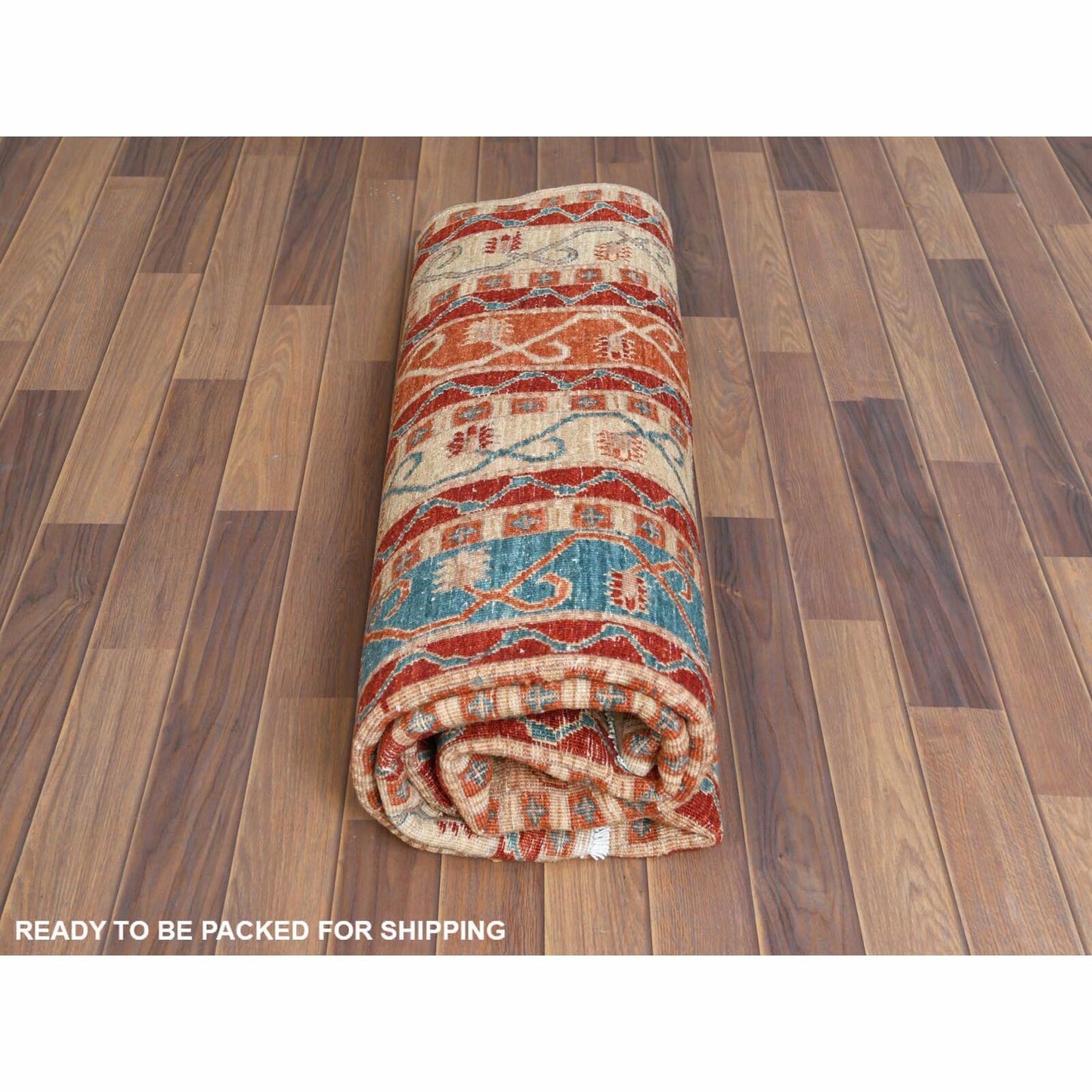 6'2"X8'8" Colorful Super Kazak With Shawl Design Hand Knotted Wool Rug