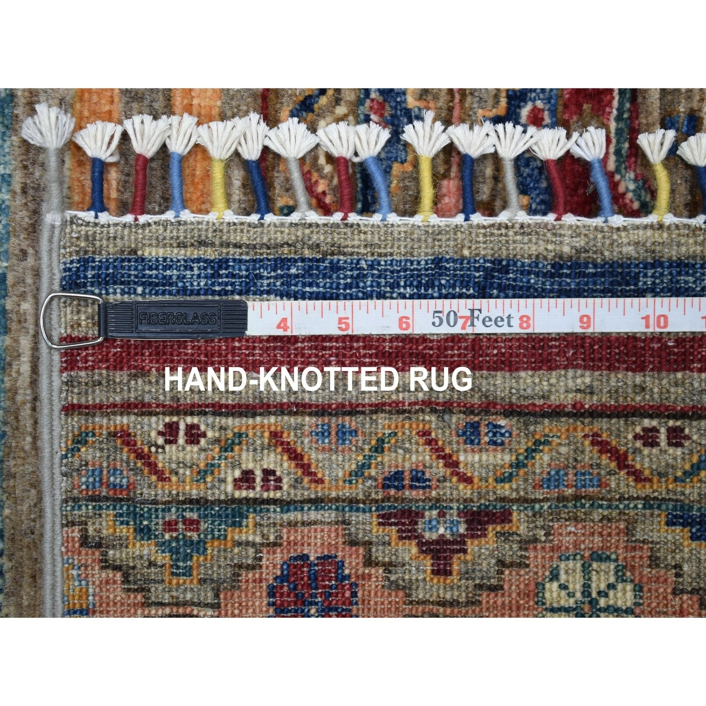 3'X9'3" Red Super Kazak Khorjin Design Pure Wool Handknotted Oriental Rug