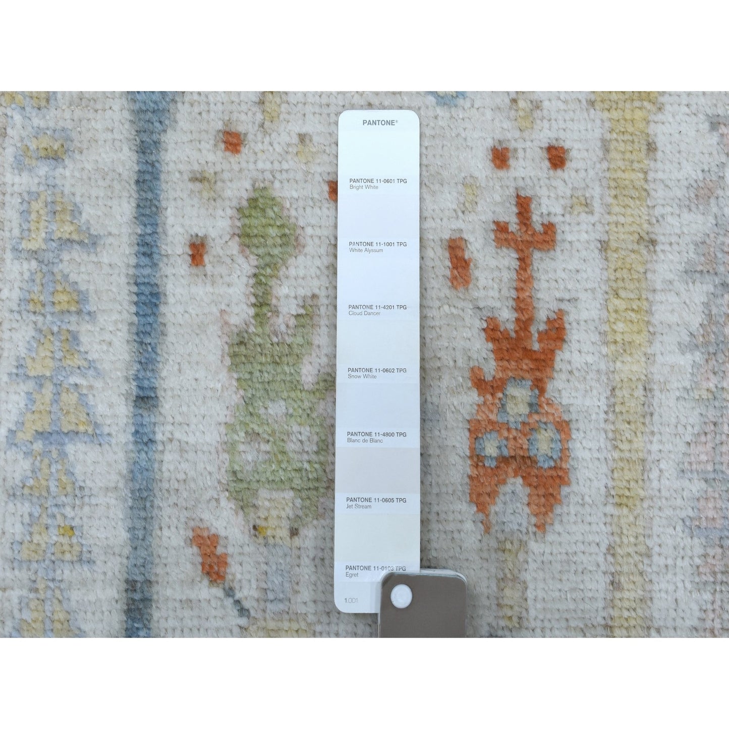 2'9"X15'6" Ivory Angora Oushak With Cypress Design Wool Hand Knotted Rug