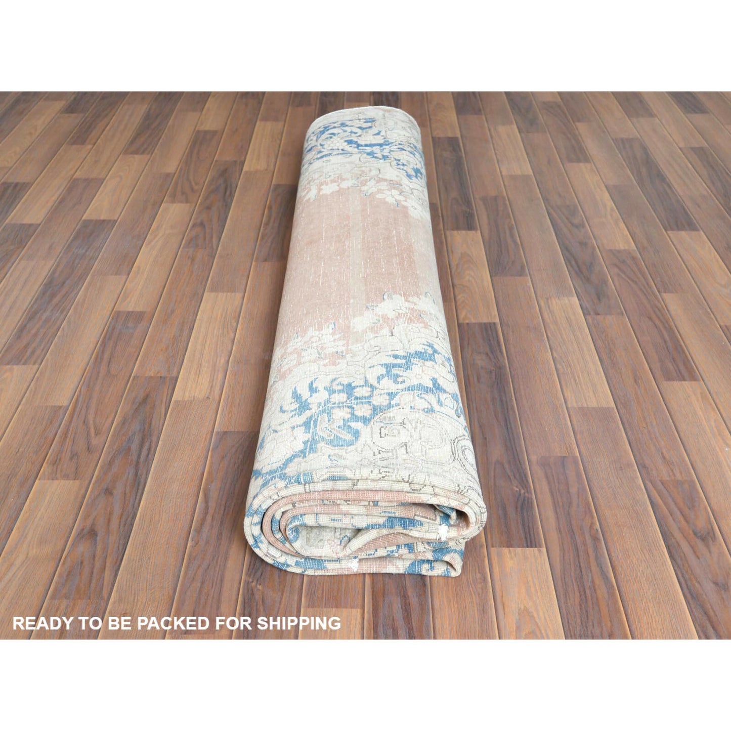 9'8"X12'9" Red Vintage Farsian Karman Worn Wool Hand Knotted Rug