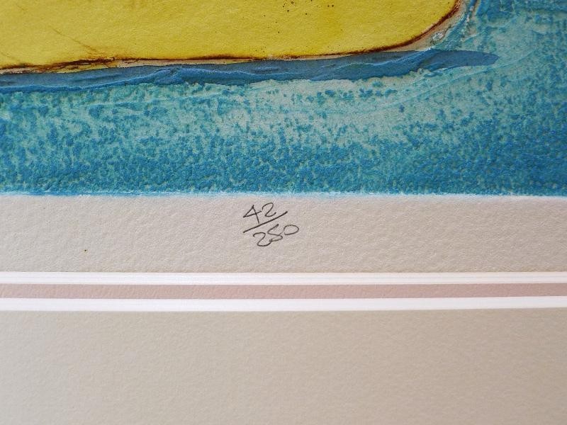 Mark Spain Hand Signed Etching "Fruit Bowl" Embossed Gold Leaf Limited Ed 42/250