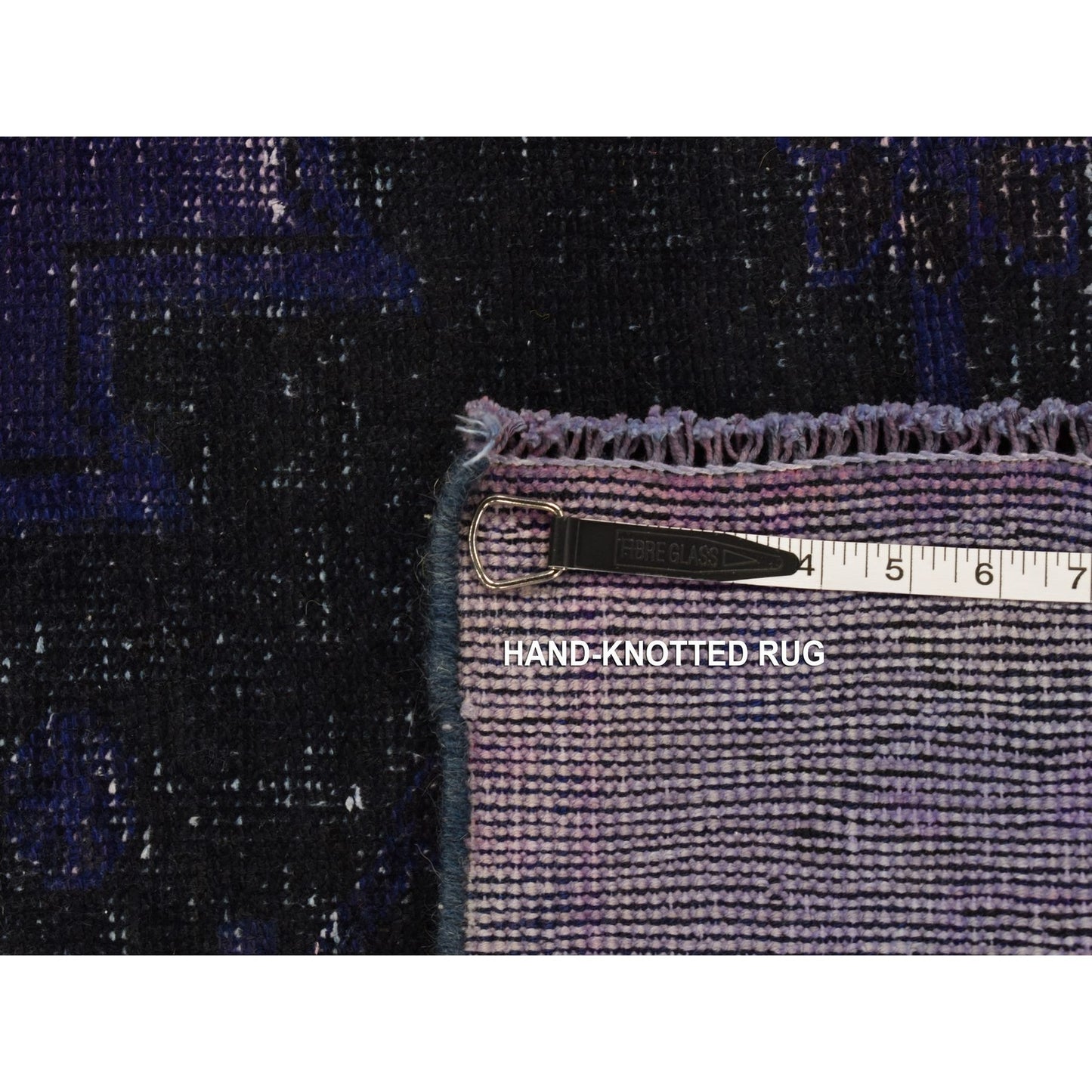 4'3"X7'10" Blue Wool Handmade Overdyed Vintage Tebraz Wide Runner Rug